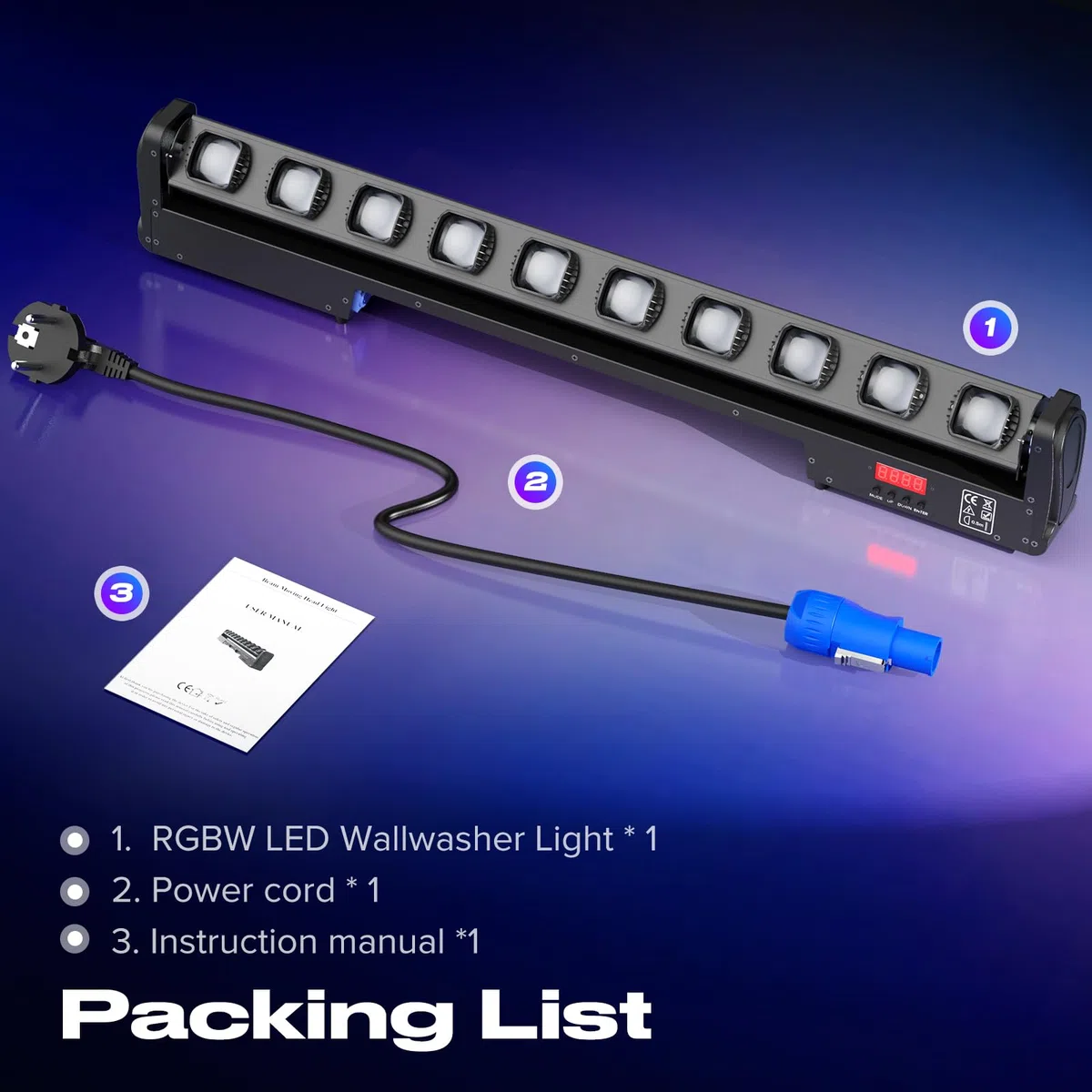 UKing 250W Wallwasher Lumières de Scène, RGBW 4in1 LEDs dmx512 Swing Spotlights Luminaires DJ Luminaires Muraux D'extérieur pour Bars, Discothèques, Fêtes, Mariages