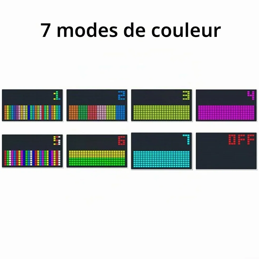 Indicateur de spectre musical, analyseur d'affichage du spectre de musique LED couleur VU mètre RVB affichage du niveau audio carte amplificateur avec câble audio USB