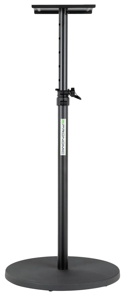 Pronomic SLS-128 BK Pied Pour Monitor Studio - Support Enceintes Pour Moniteurs Studio - Pied Avec Socle Rond Stable - Support Réglable De 75 À 123,5 cm - Plateau 23 x 23 cm - Noir