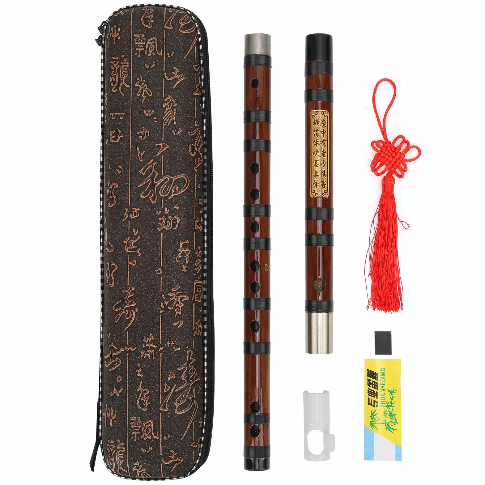 Flûte en Bambou Eujgoov, D-Key Flûte en Bambou Amère Dizi Instrument Chinois Traditionnel avec étui de Transport pour Débutants