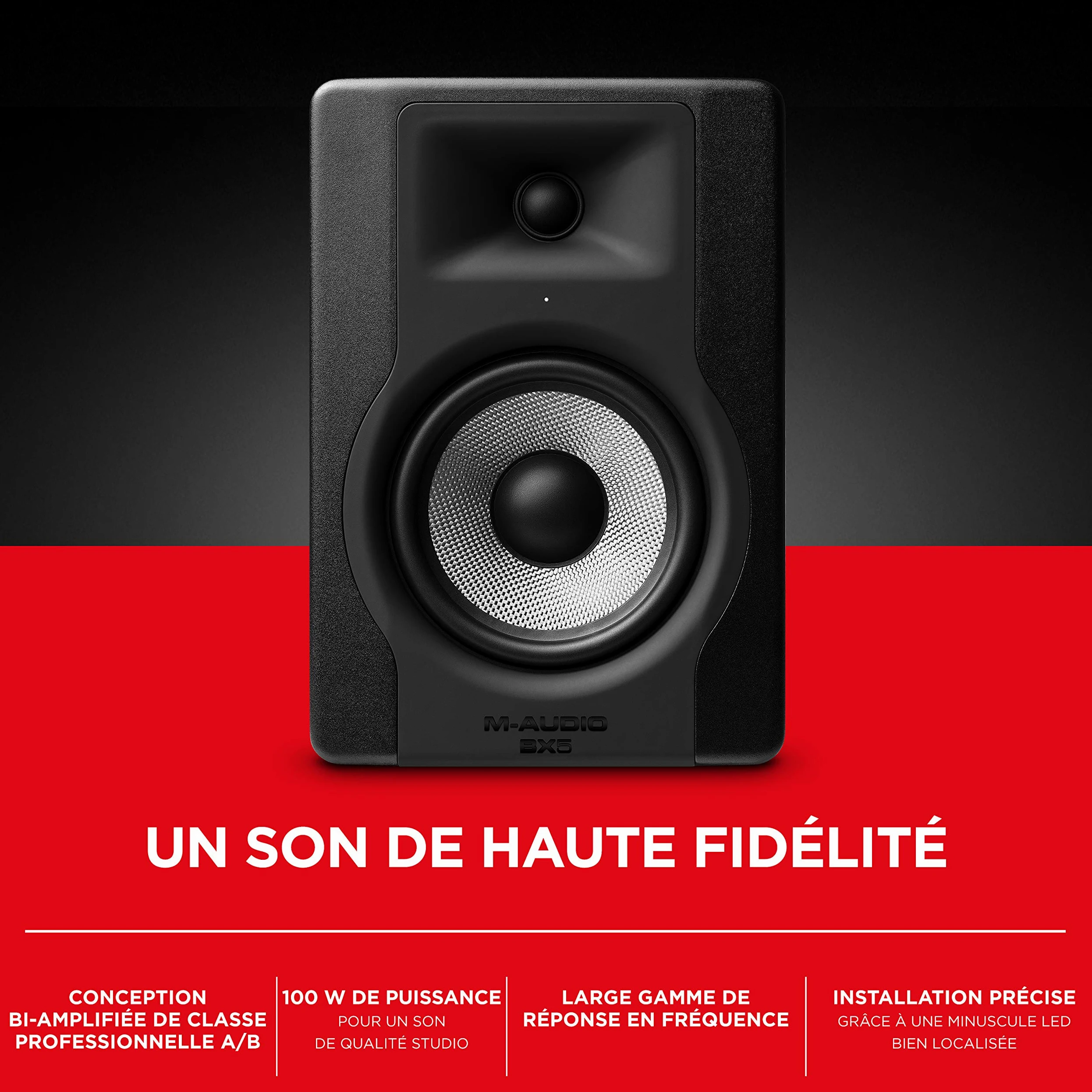 M-AUDIO BX5 Moniteur de Studio Simple 5 Pouces pour Production Musicale et Mixage avec Contrôle de l Espace Acoustique, Enceinte Active 2 Voies