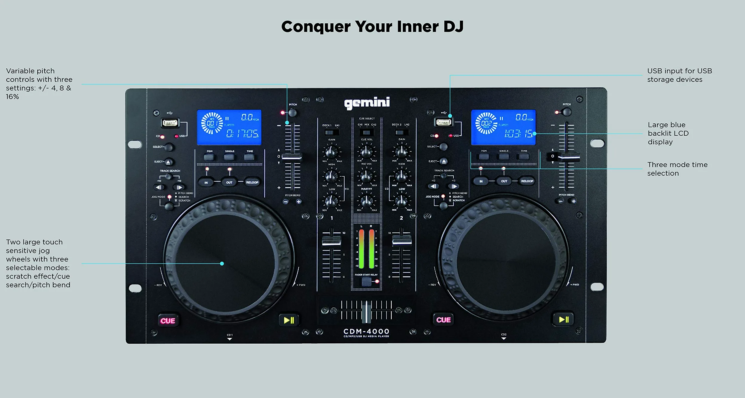 Console de mixage double cd/mp3. gemini