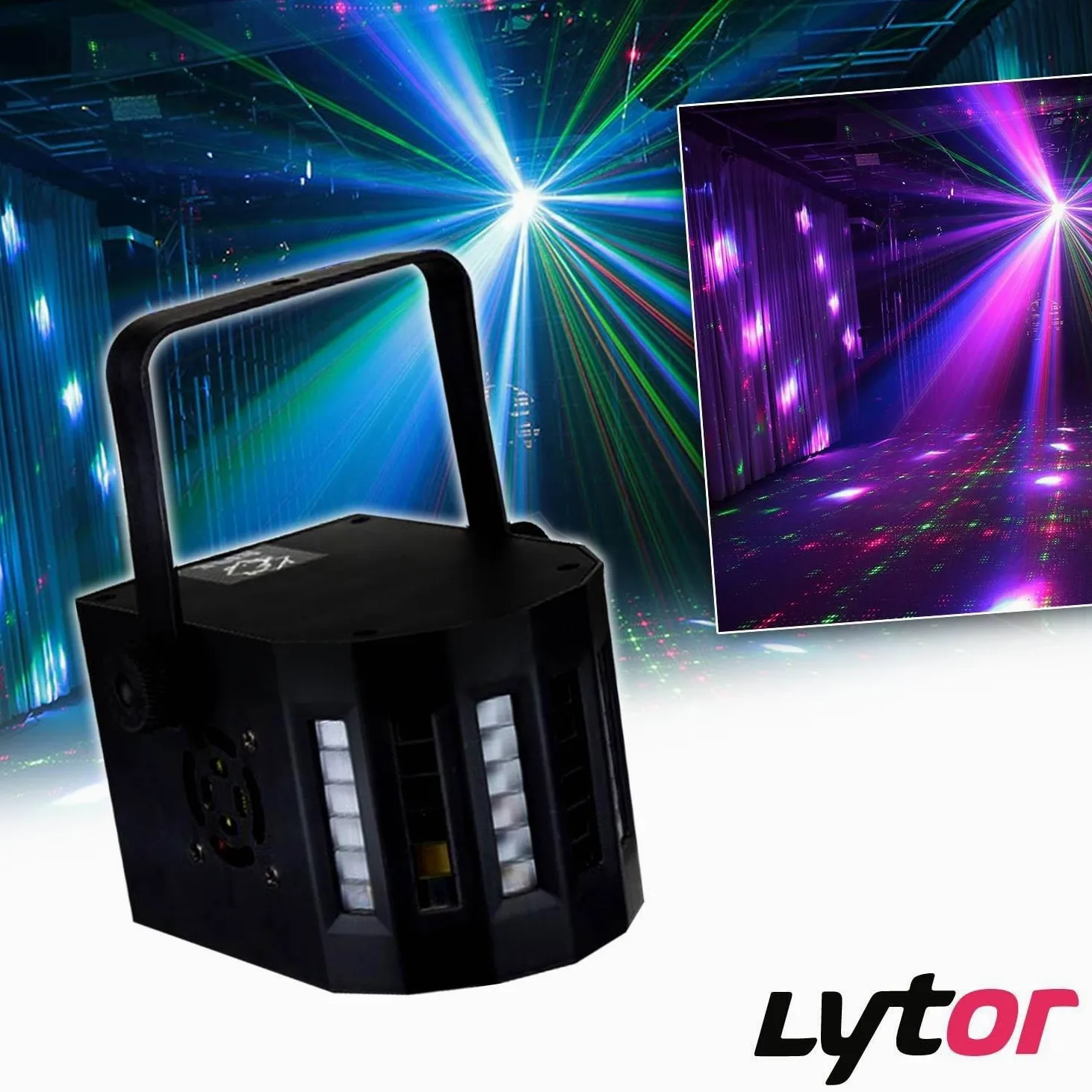 PACK Jeux de lumière Sono DJ LIGHT 2 EFFETS DERBY Noir 4 LEDs RGBW