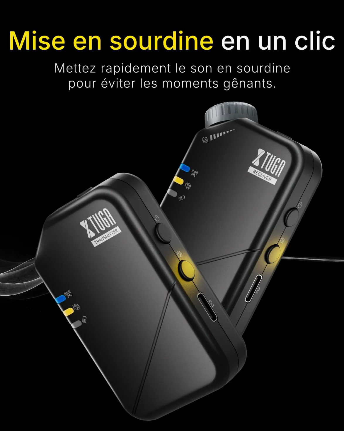 XTUGA Système de Surveillance Intra‑auriculaire sans Fil, système IEM stéréo sans Fil 2,4 GHz à Faible Latence, Surveillance de scène pour Groupes musicaux, églises et Musiciens (J02S)