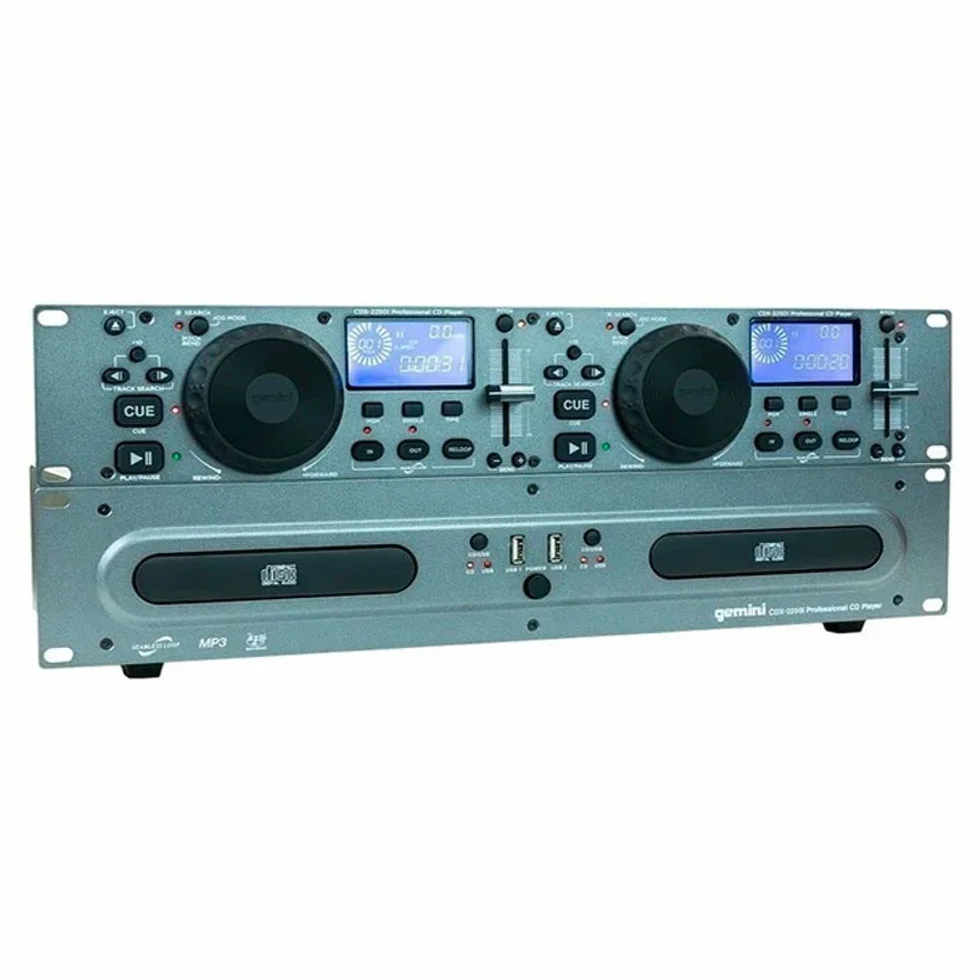 Gemini Sound CDX-2250i – Equipement DJ professionnel rackable 2U avec contrôle Audio Pitch, Lecteur CD multimédia compatible avec CD audio, CD-R et MP3 sur supports USB