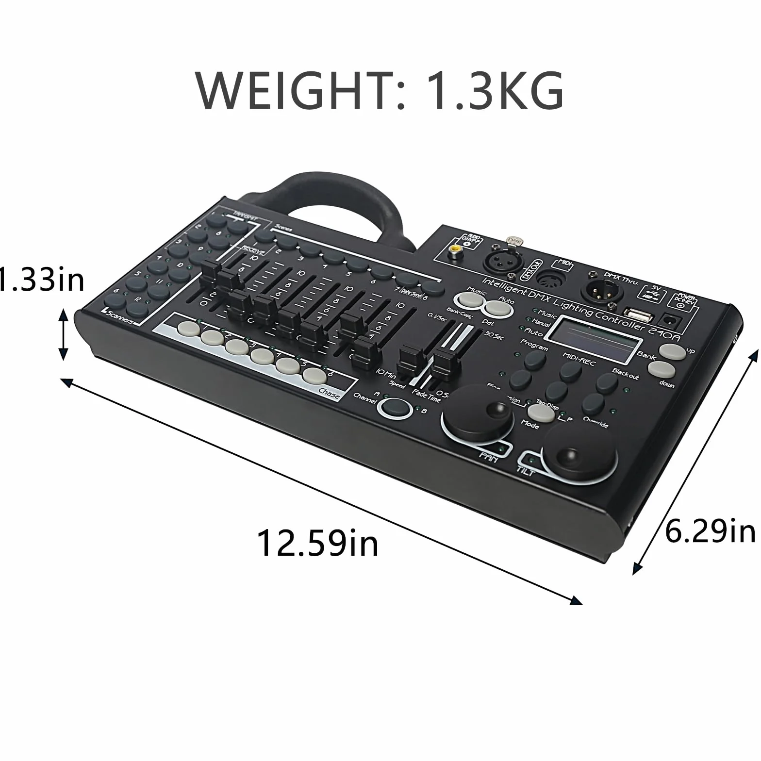 Console d'éclairage DMX, contrôleur DMX 512 à 240 canaux pour lumières DJ, équipée d'une fonction de sauvegarde de données USB Noir