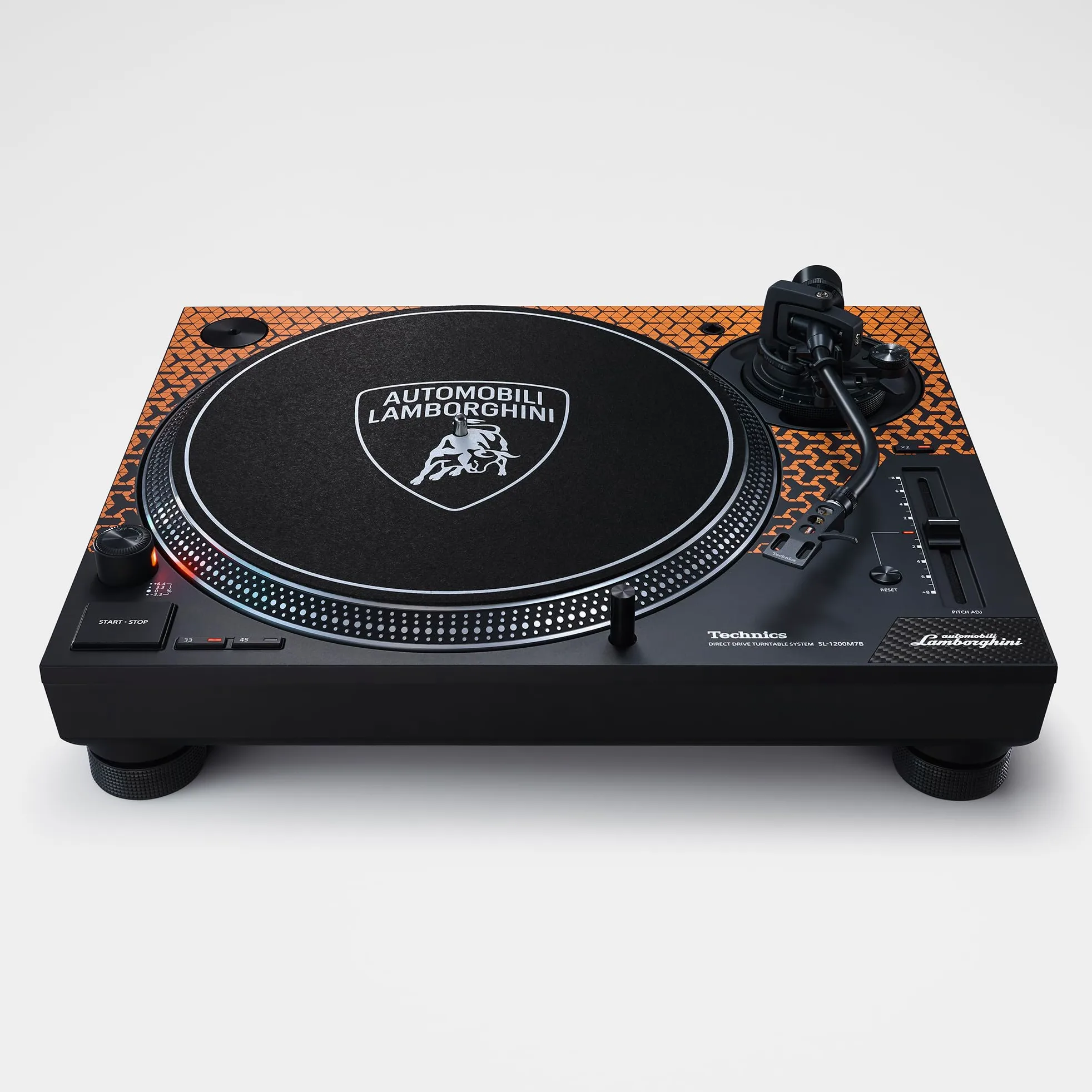 Technics SL-1200M7PBD Lamborghini Edition Système de Platine à entraînement Direct, Moteur sans Noyau, Lecteur Vinyle à 3 Vitesses, illuminateur de Stylet, Orange