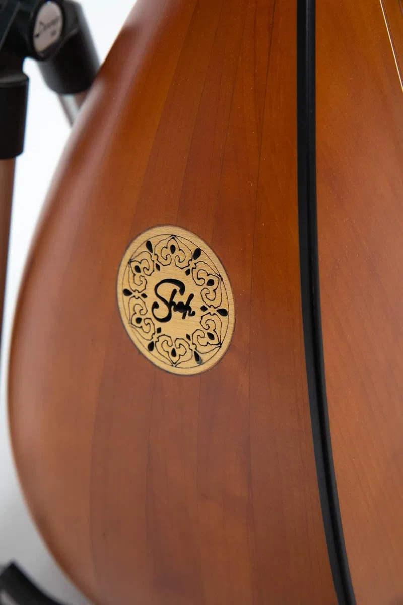 Baglama turc à col court Saz en bois de cerisier massif avec micro intégré