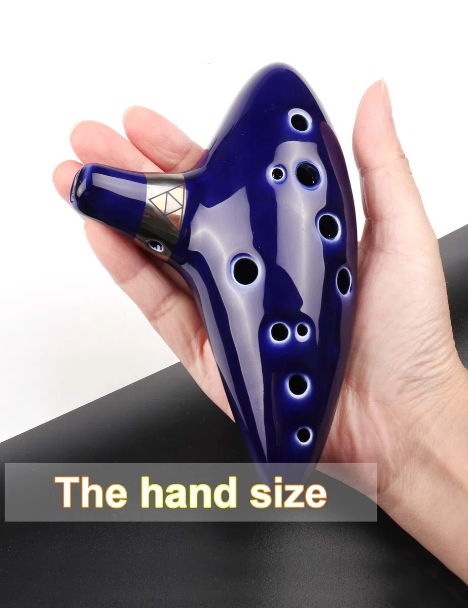 Mr.Power Ocarina Alto Do 12 trous en céramique bleue avec sac et livre de chansons, compatible avec les débutants, les fans de Zelda, les instruments de musique