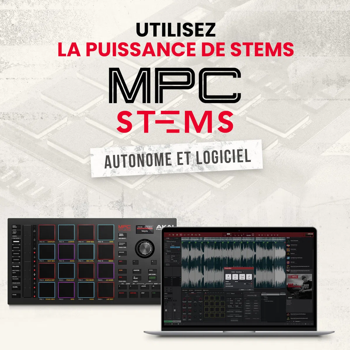 Akai Professional MPC Studio - Contrôleur MIDI Beat Maker avec 16 pads RVB sensibles à la vélocité, logiciel MPC, Touch Strip assignable et écran LCD