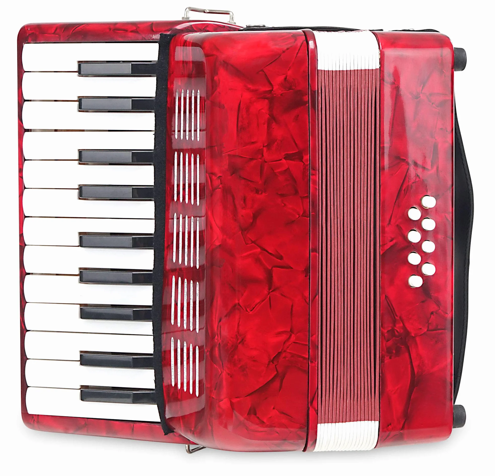 Classic Cantabile Secondo Junior Accordéon 8 Basses (22 touches aiguës, 8 touches basses, incl. sangle de transport et housse) rouge