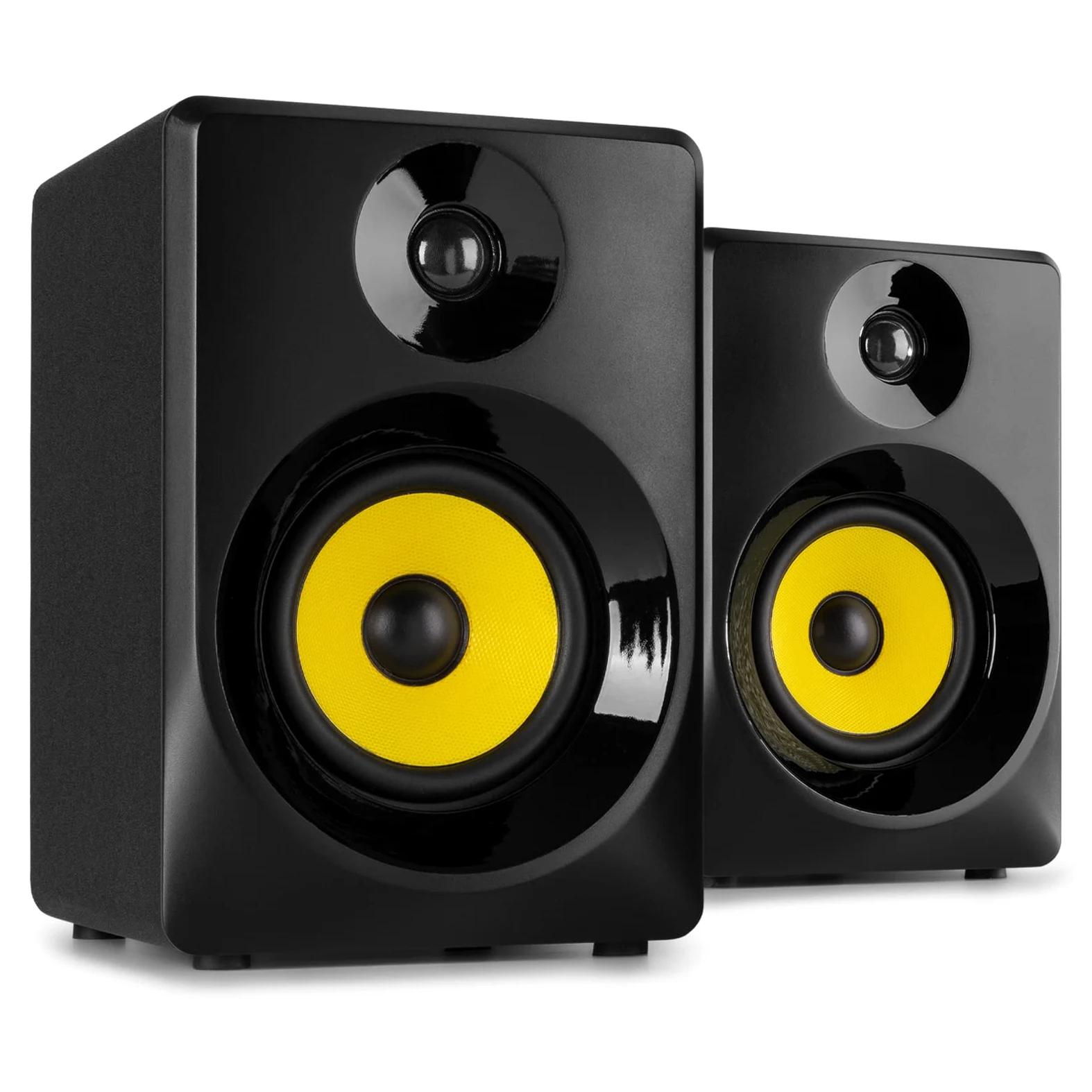 VONYX SMN50B Enceintes Monitoring - Paire d'Enceintes de Studio 5 Pouces, Puissance 140 Watts Max, Réglages Graves et Aigus, Qualité Idéale pour Mastering en Studio