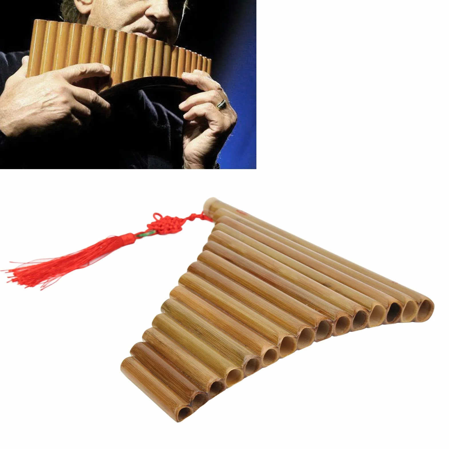 POENVFPO Flûte de Pan, 15 Tuyaux G clé Flûte de Pan Flûte de Bambou Instrument de Flûte de Pan pour Instrument de Musique Traditionnel Chinois (Main Droite)