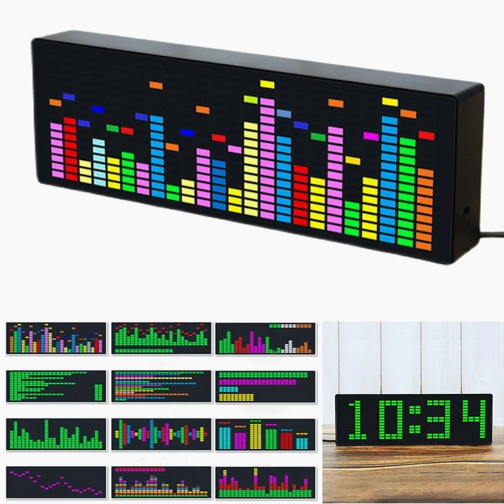 DAZZLEEX Indicateur de spectre audio à LED pour musique, VFD, affichage de l'atmosphère audio, horloge de mélange de couleurs, contrôle vocal