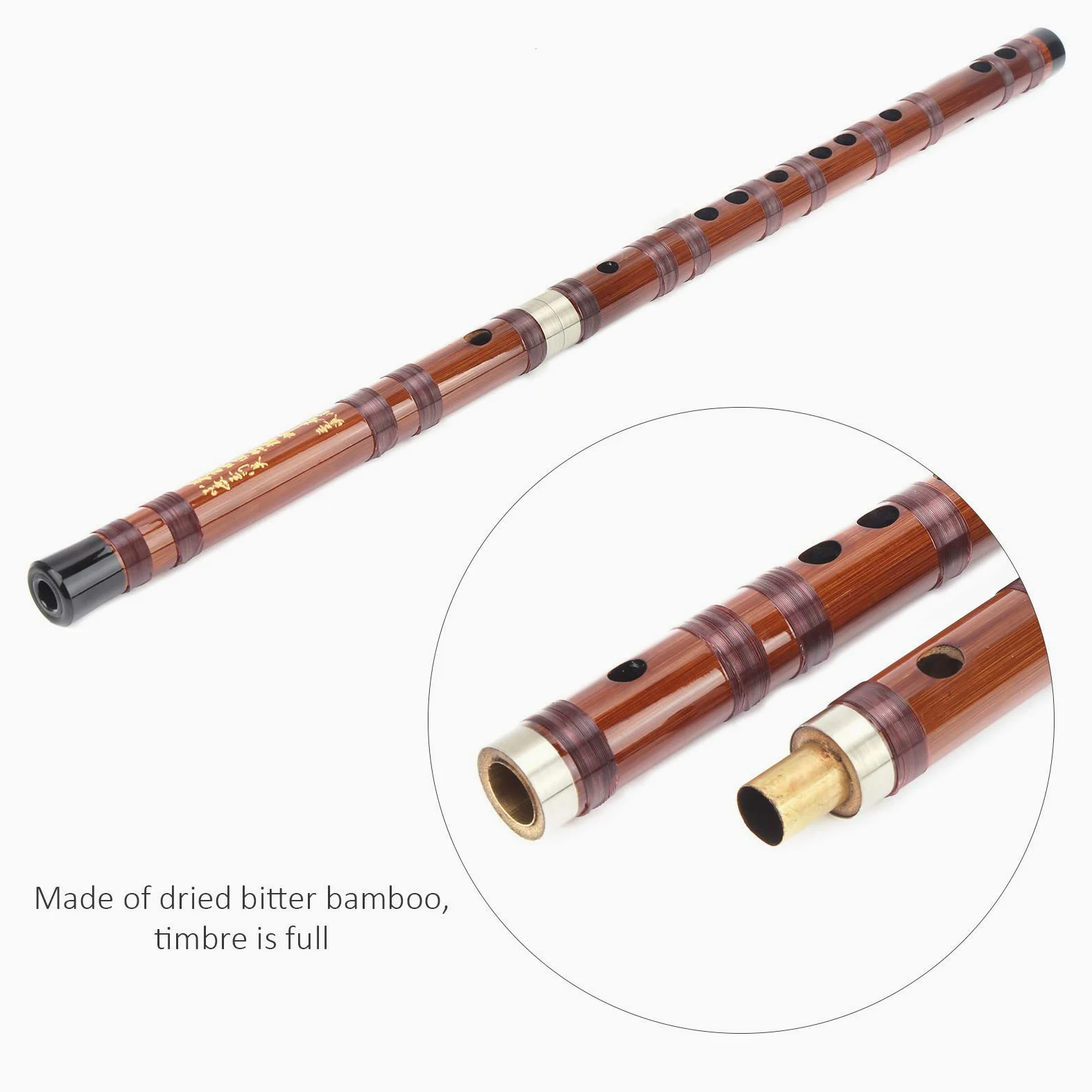 Dizi Flûte chinoise professionnelle en bambou 48,3 cm pour débutants pour examen de niveau