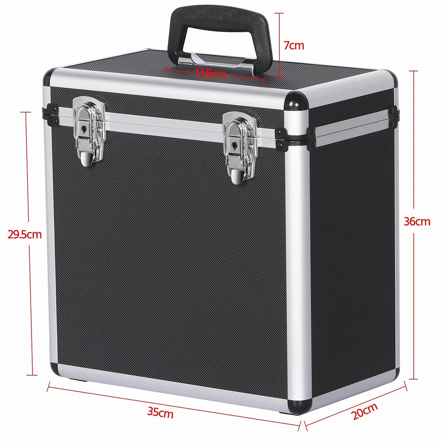 Yaheetech Étui pour Disques Vinyles de 33 Tours Mallette de Rangement pour Collection de DJ Valise Vinyles avec Fermeture à Clé pour 50 Albums 35x20x36 cm Noir