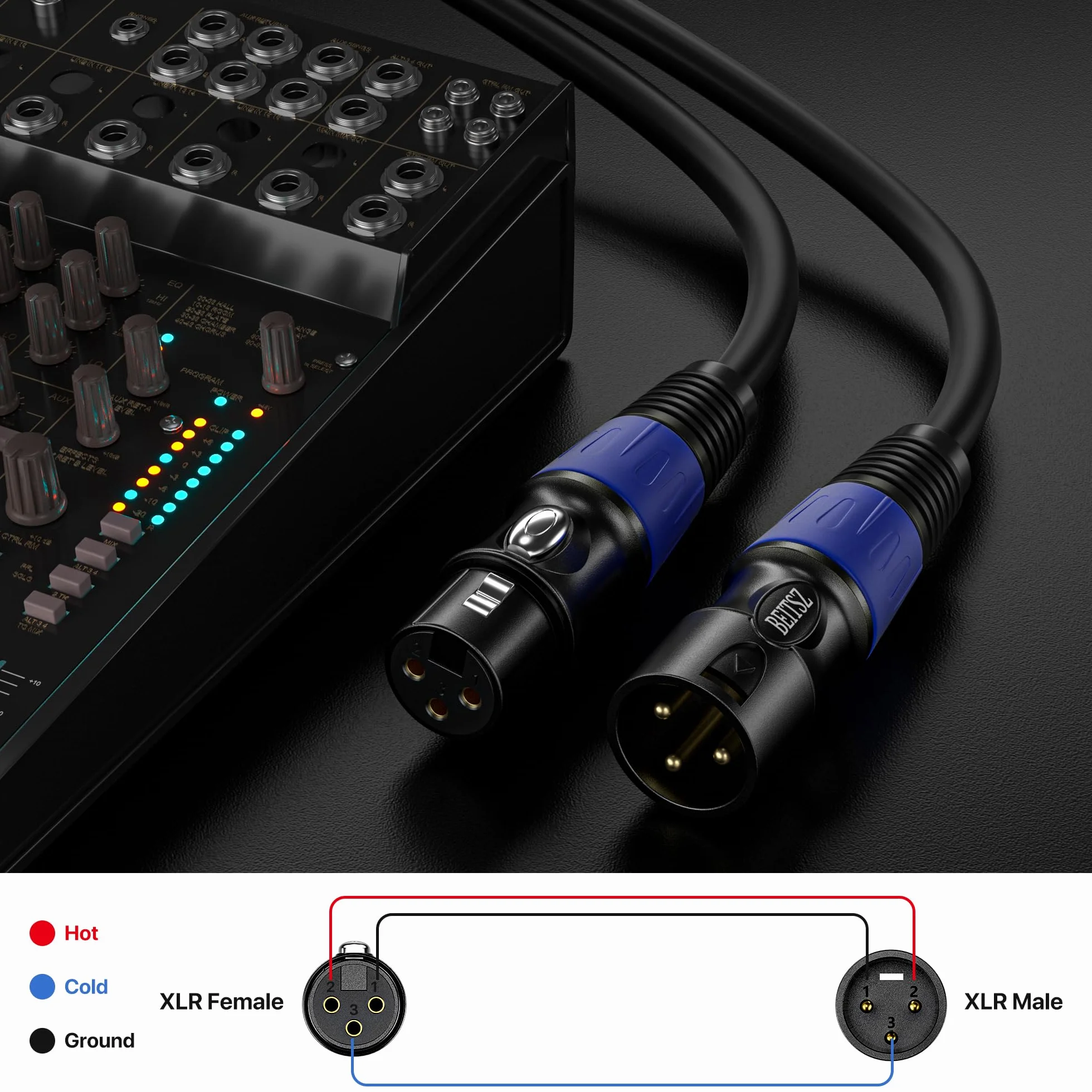 Câble XLR 20m 2 paquet, Câble Microphone XLR Mâle vers Femelle Compatible avec Microphones, Enceint, Consol Mixag, Amplificateur