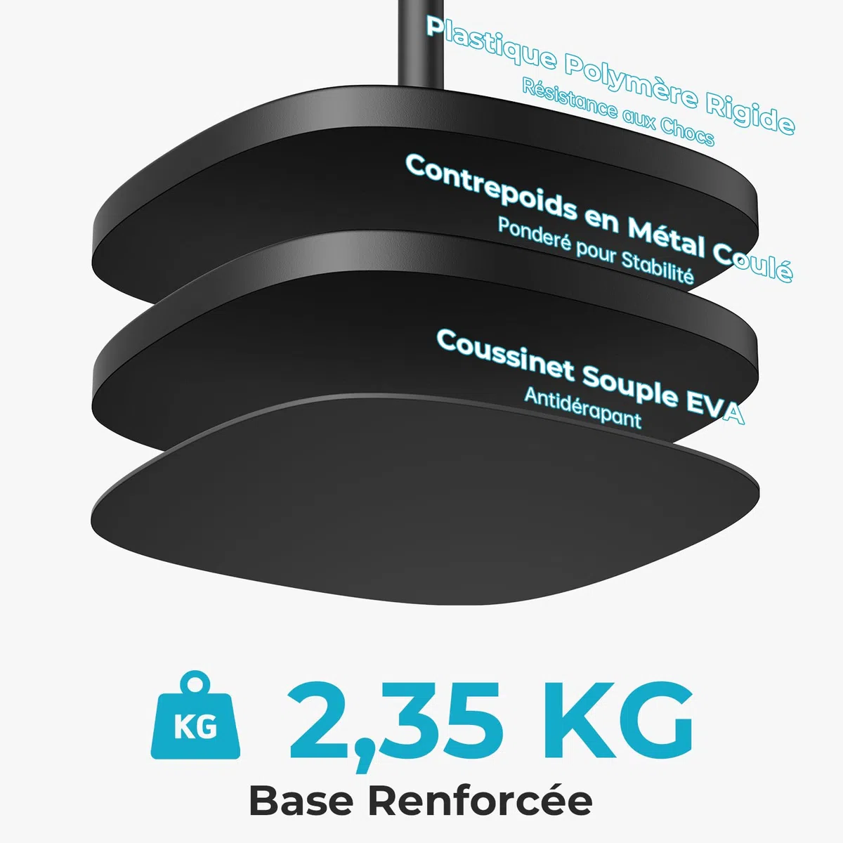 Support de Microphone - Pied de Micro Universel avec Base Ponderée Compacte, 2 Clipss Universels, Hauteur Réglable de 55 à 170 cm Pour Karaoké, Spectacles, Animations en Extérieur et Scènes