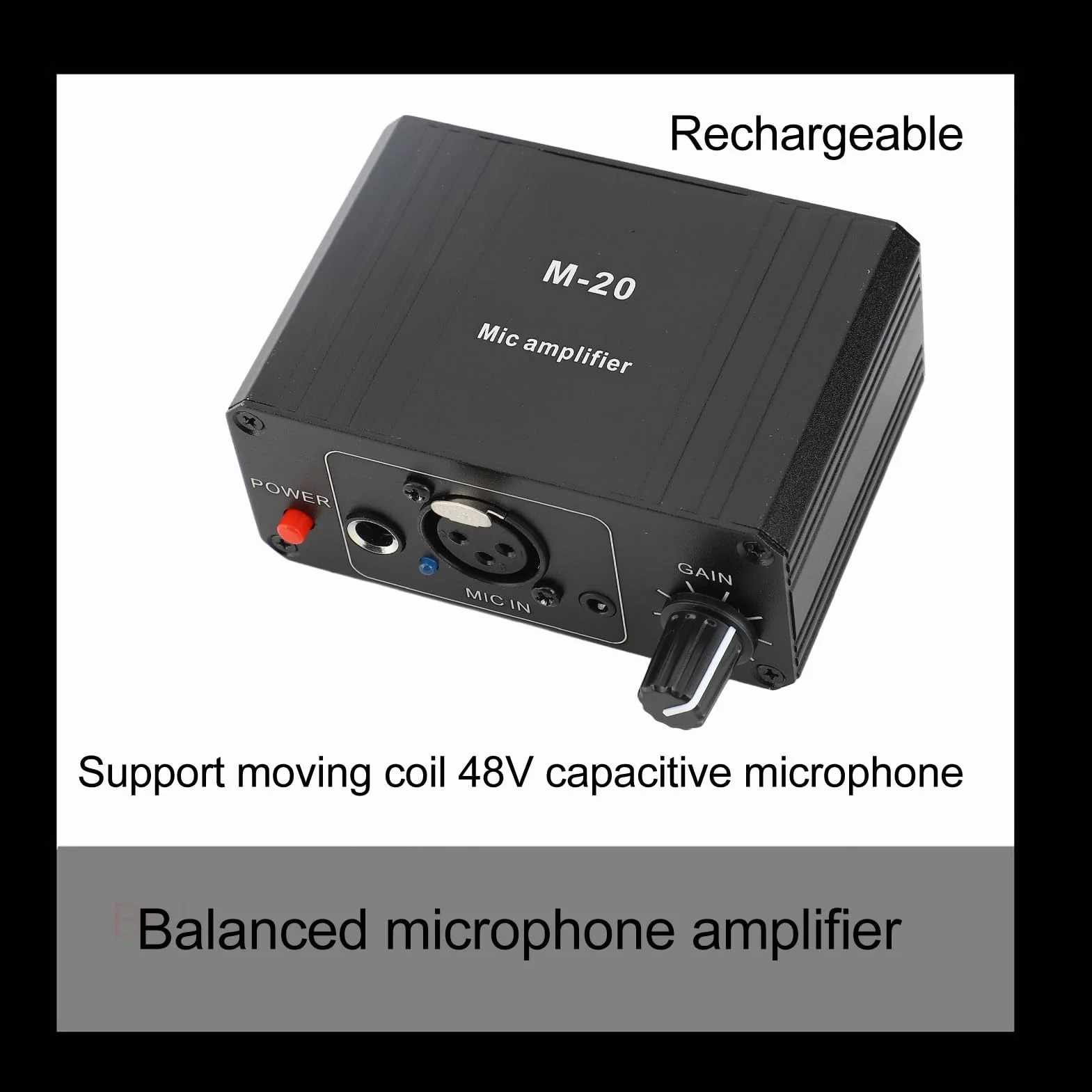 Préampli Micro à Gain élevé, Bruit Ultra Faible, Alimentation 48 V, Boîtier en Métal Noir, Préamplificateur Micro à Sortie XLR pour Studios Maison et Studios Professionnels,