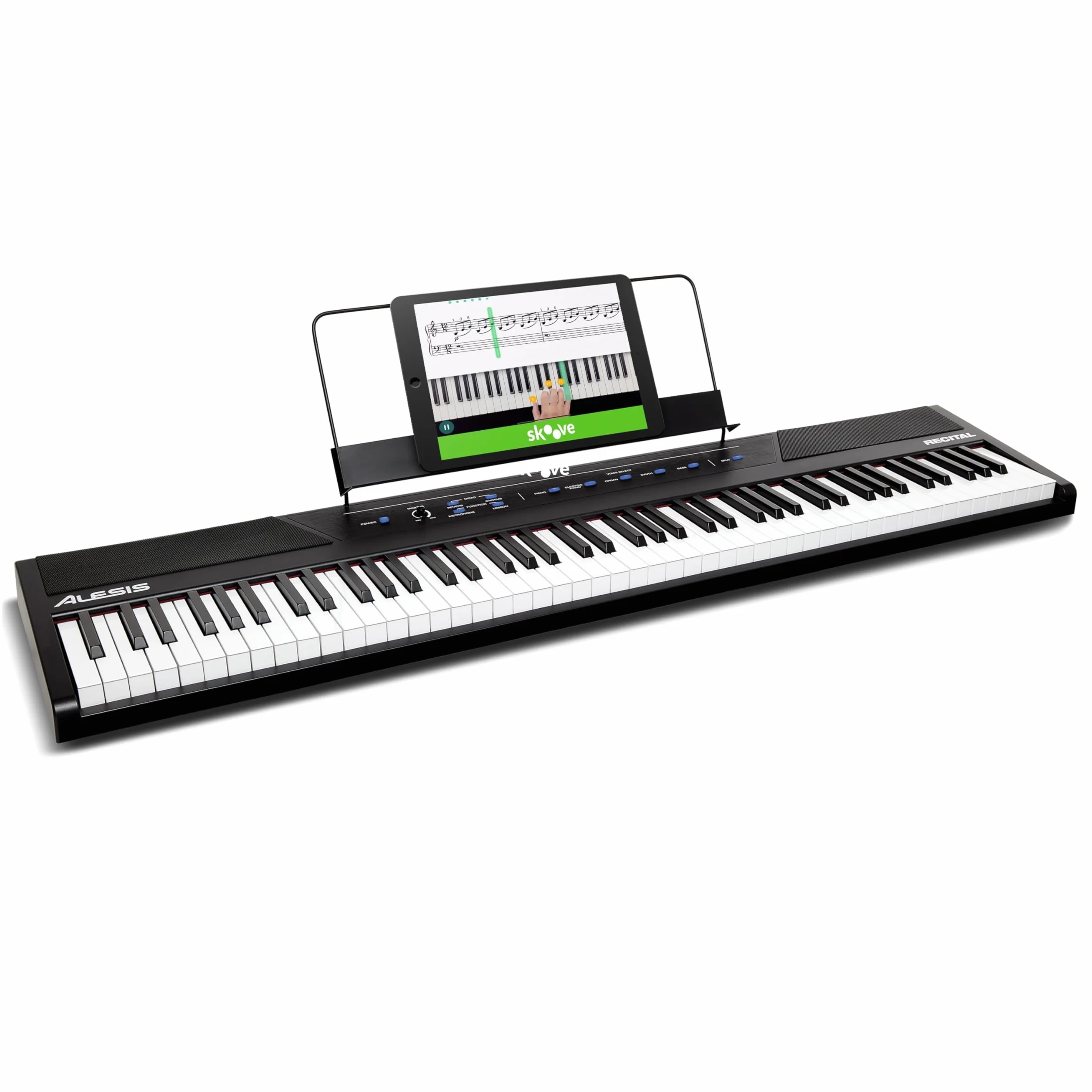Alesis Recital Piano Numérique 88 Touches Semi-Lestées avec Enceintes Intégrées et Cours Gratuits