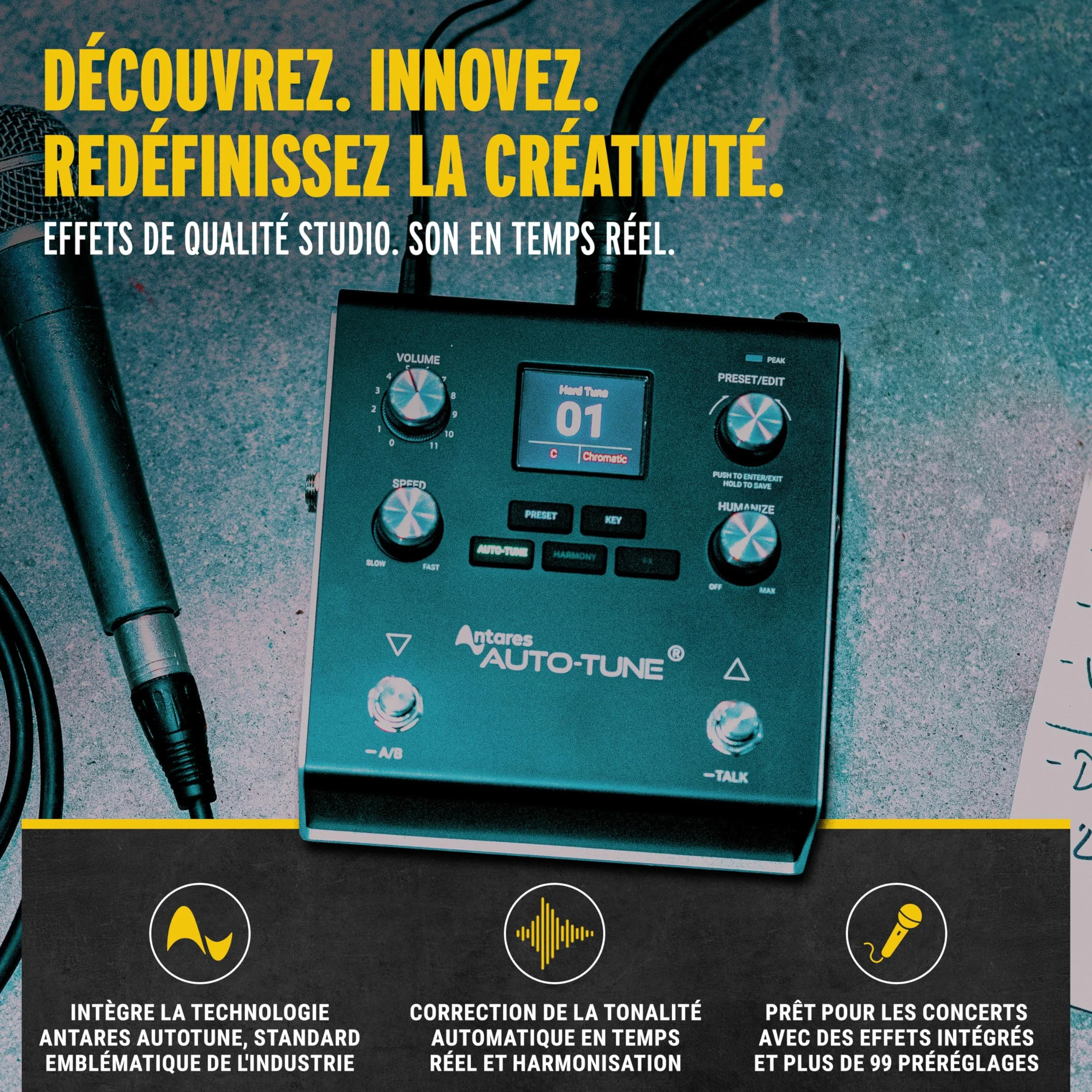 HeadRush VX5 - Pédale d'effets Vocaux avec Antares AutoTune, Correction de Tonalité en Temps Réel, Harmonie vocale, Entrées Guitare et Micro, Interface Audio