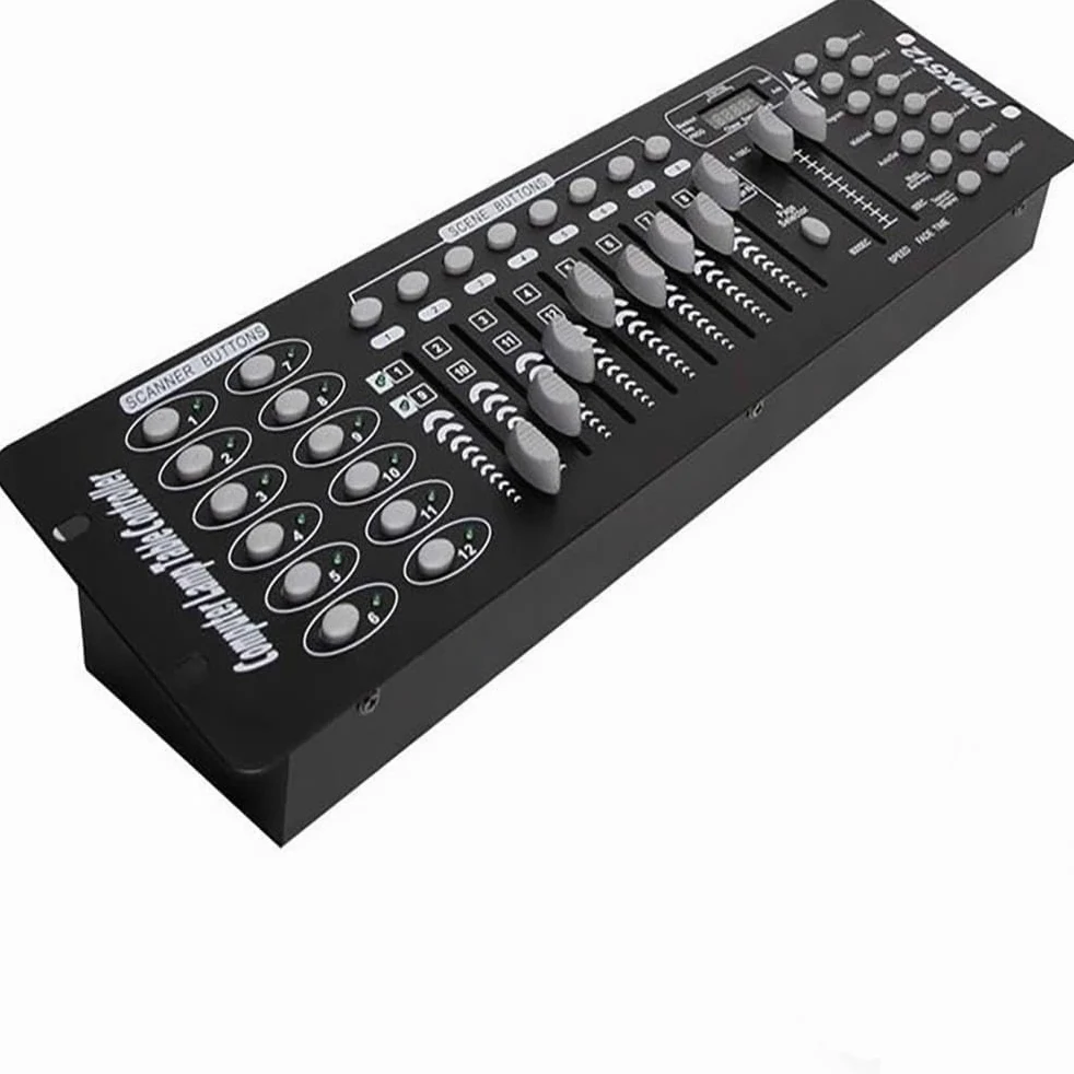 DMX-512 Contrôleur Console 192 Canaux DJ Lumière Contrôleur Console 240 Scènes pour Mini Contrôleur DMX Pupitre de Lumière Fête DJ Disco Moving Head Lumière Scène Lampe Opérateur Équipement (Noir)