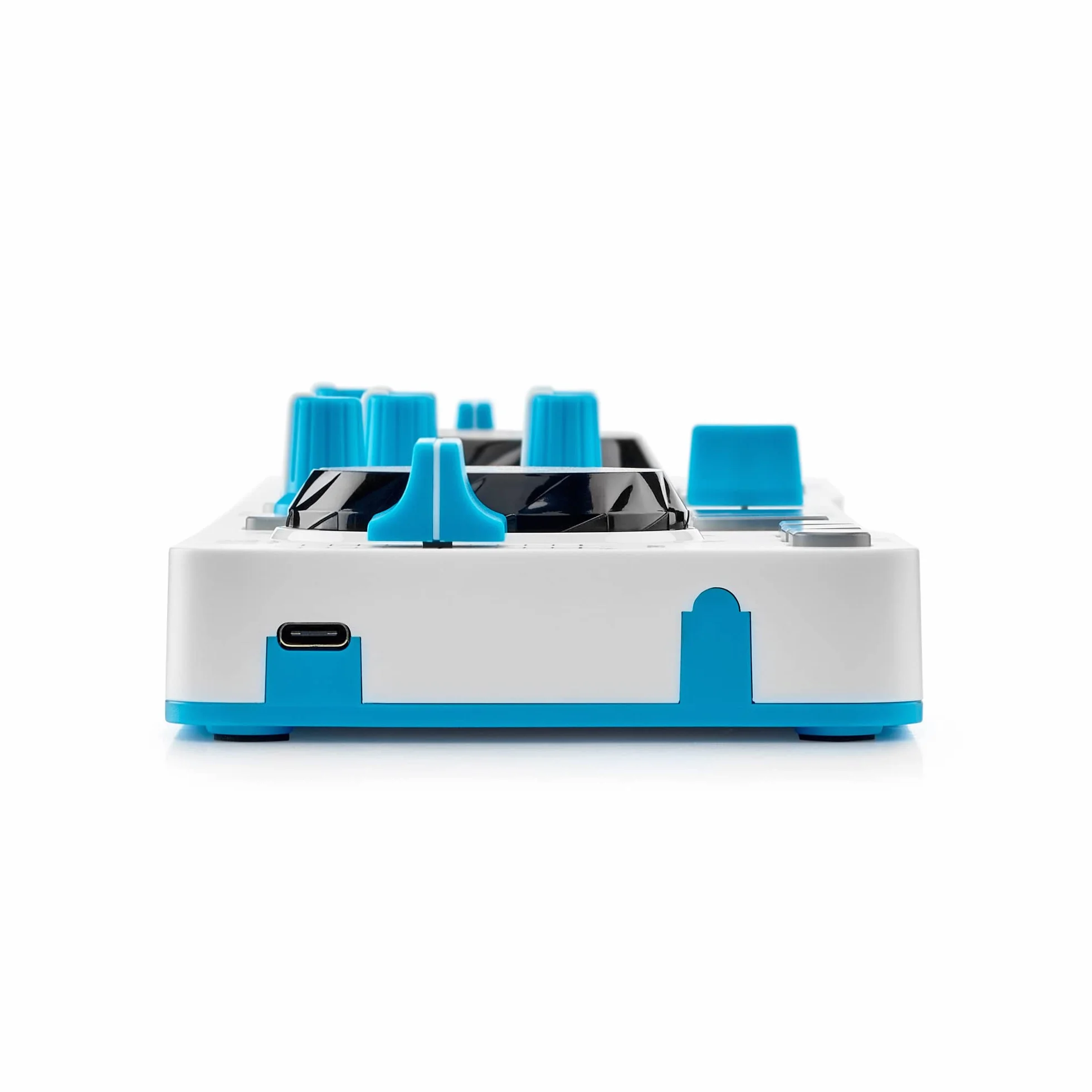 Hercules DJControl Mix Blue Edition – Contrôleur DJ compact avec guides lumineux LED, commandes intuitives et compatibilité avec iOS et Android