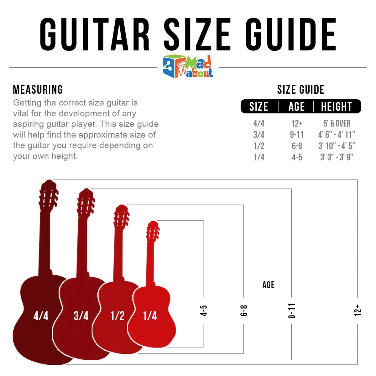 Mad About MA-CG09 Guitare Classique avec Étui de Transport, Sangle, Médiator et Cordes de Rechange, de Taille 1/2, Rose