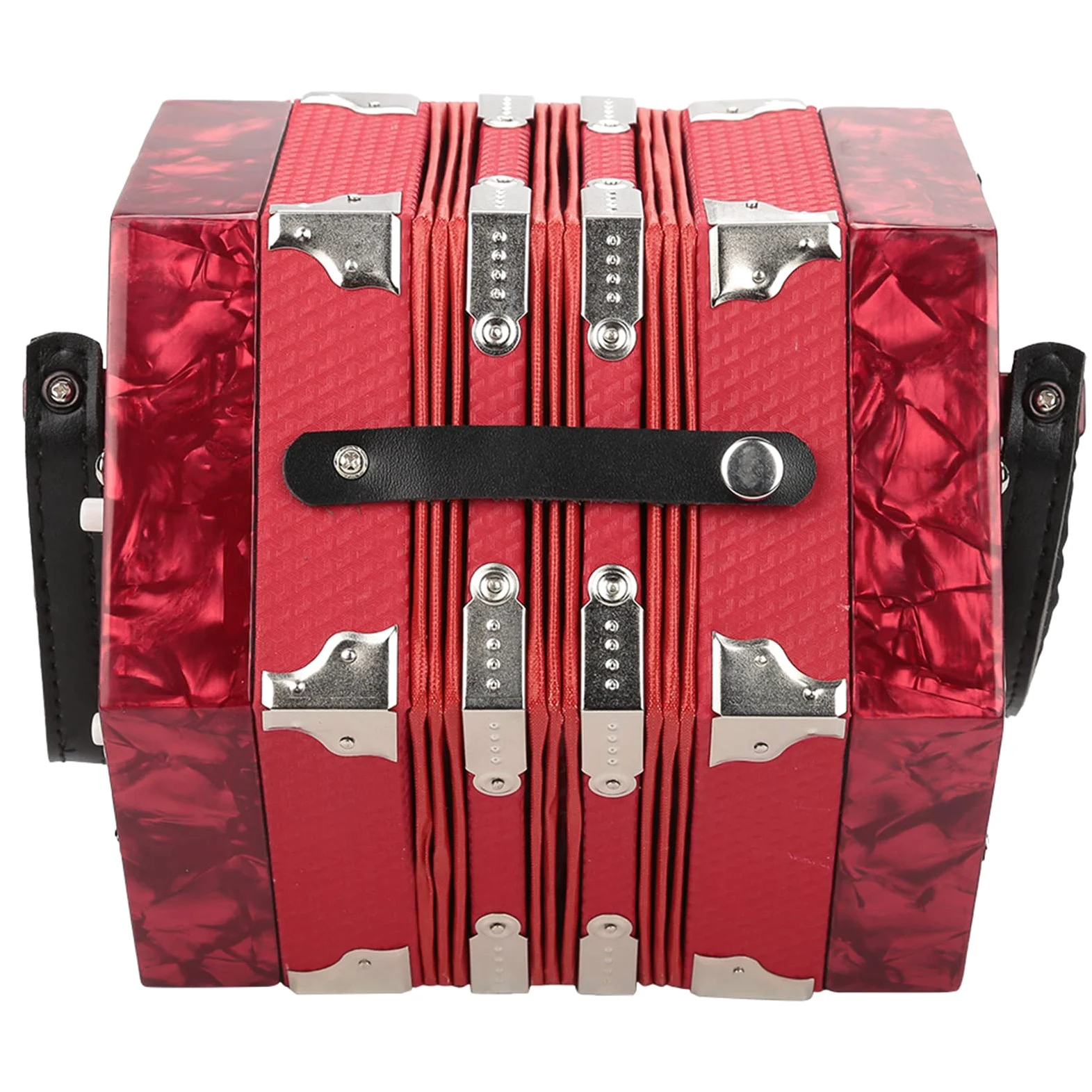 Accordéon à 20 Boutons en ABS Léger et Durable pour Enfants et Adultes avec Sangles Réglables et Sac Accessoire D'instrument de Musique pour Débutants (Rouge)