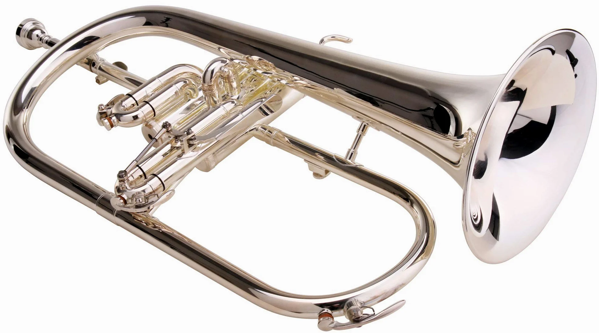 Classic Cantabile FL-26S Bugle (accord Bb, coulisse à levier, 3 clés d'eau, embouchure, étui) argenté