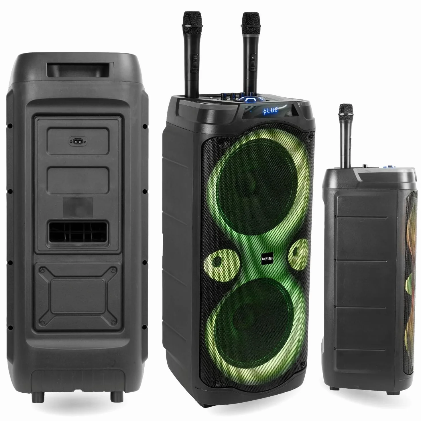Ibiza Sound - Pack Enceinte Karaoké Columba-Karaoke 1000W USB Bluetooth TWS - 2 Micros sans Fil - Effet Astro LED 6 Couleurs - Soirée