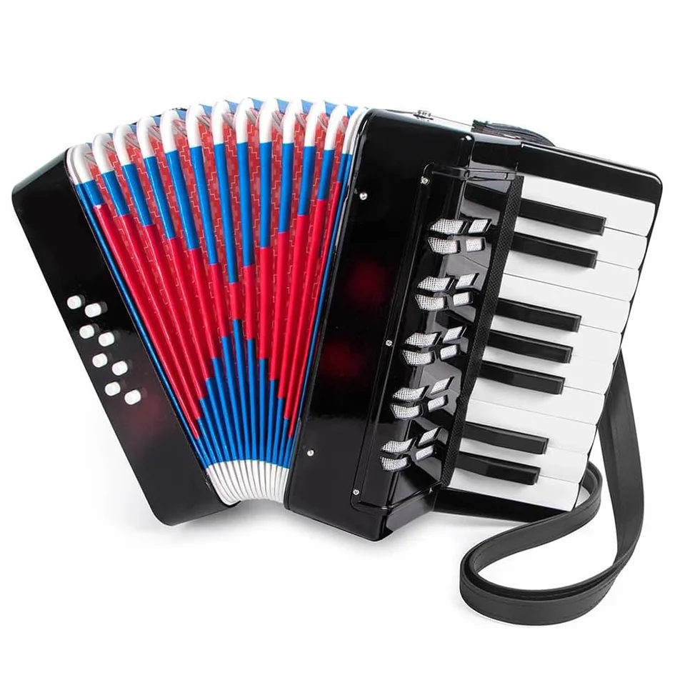 Accordeon Enfant，Accordeon，Accordéon Piano 17 Touches 8 Basses Instrument de Musique Avec Sangle en Cuir Rétractable，Convient aux Débutants, Aux Adultes Ou Aux Étudiants Instruments Éducatifs, Cadeaux