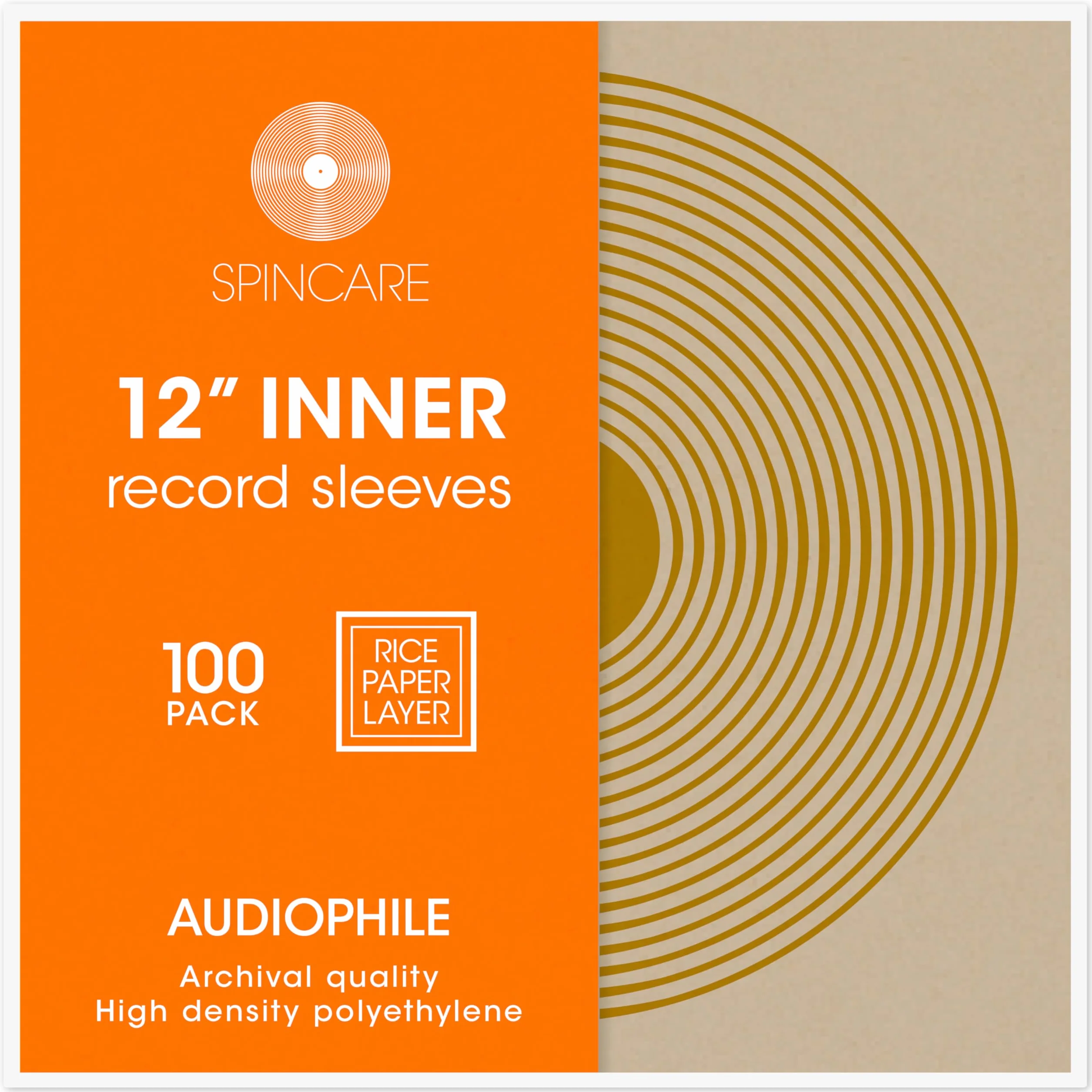 SPINCARE 100x Pochettes Protection Antistatique Intérieures Vinyle 33 Tours LP | Audiophile 33t 12" Qualité D'archivage Triple Couche Pochette | pour Remplacer Les Poches en Papier Et en Carton