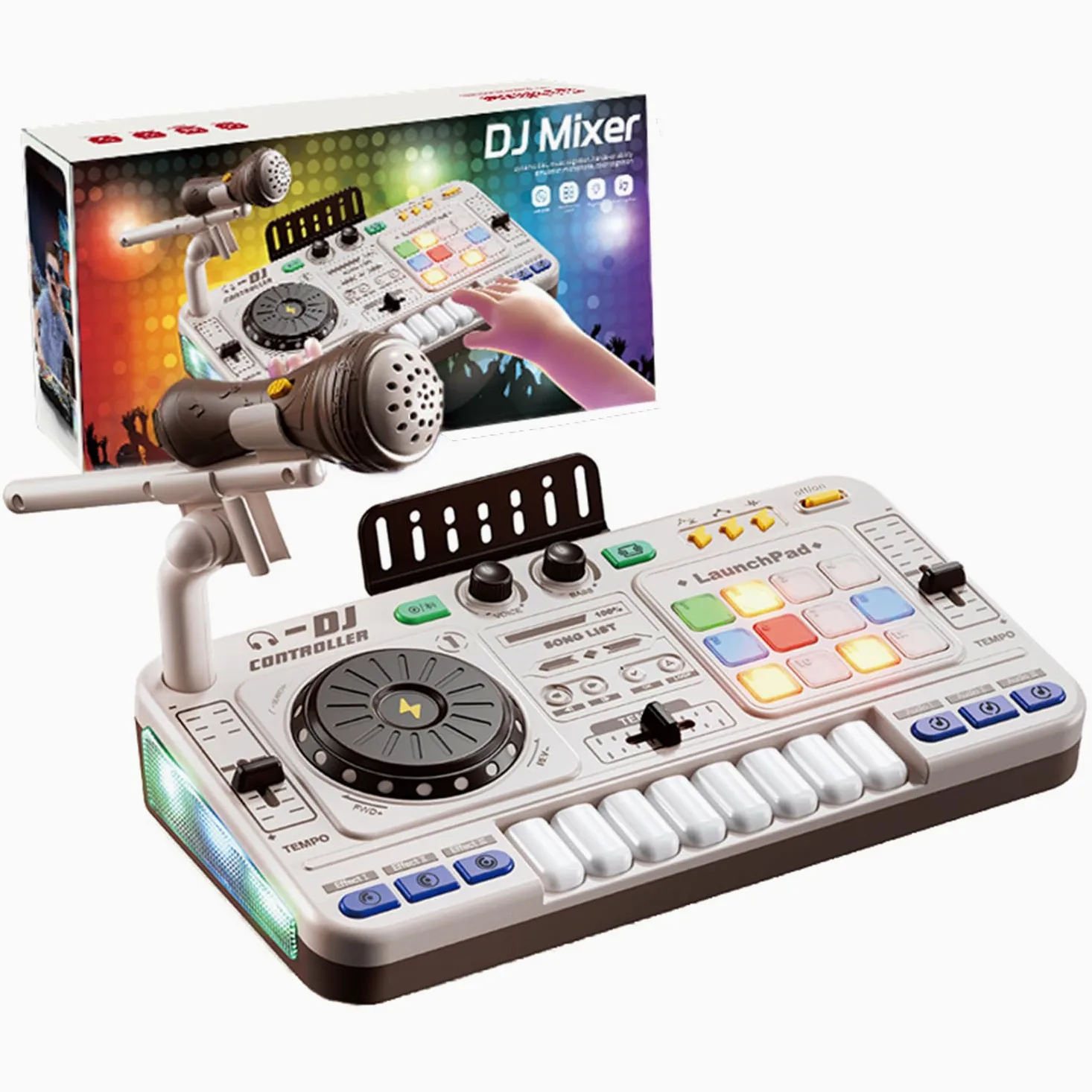 Platine Dj Enfant,Dj Enfant,Table De Mixage Enfant,Table Dj Enfant,Platine Dj Débutant,Bluetooth Avec Microphone Réglable,Effet De Lampe Dégradé,Convient Aux Enfants De 6 à 12 Ans Et Aux Débutants