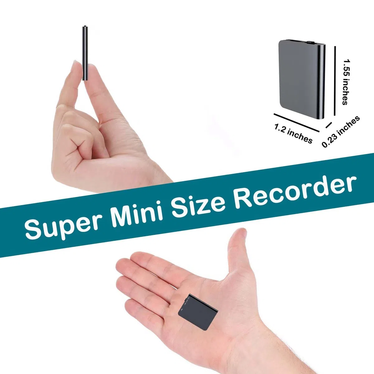 Mini enregistreur vocal - 16 Go - Avec activation vocale - Rechargeable par USB - Pour réunions, interviews, leçons