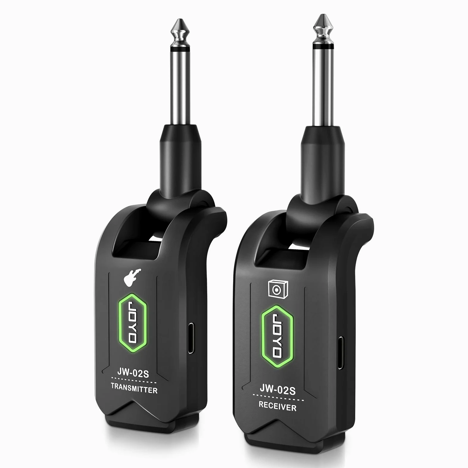JOYO Système Guitare sans Fil 5.8 GHz - Émetteur-Récepteur Rechargeable 4 Canaux pour Guitare/Basse, Portée 20m (JW-02S)