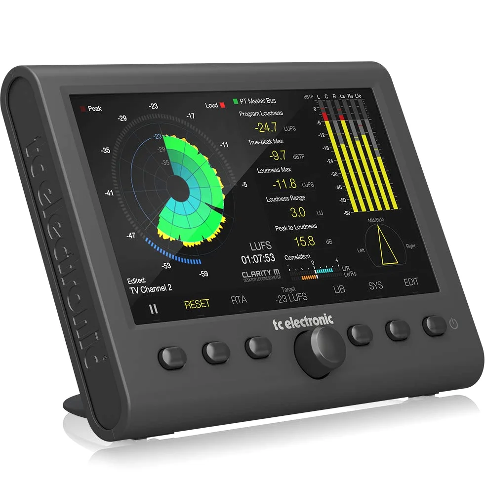 TC Electronic CLARITY M Compteur Stéréo et Audio 5.1 avec Écran LCD 5.1" Haute-Résolution et Connexion USB pour Mesure des Plug-In