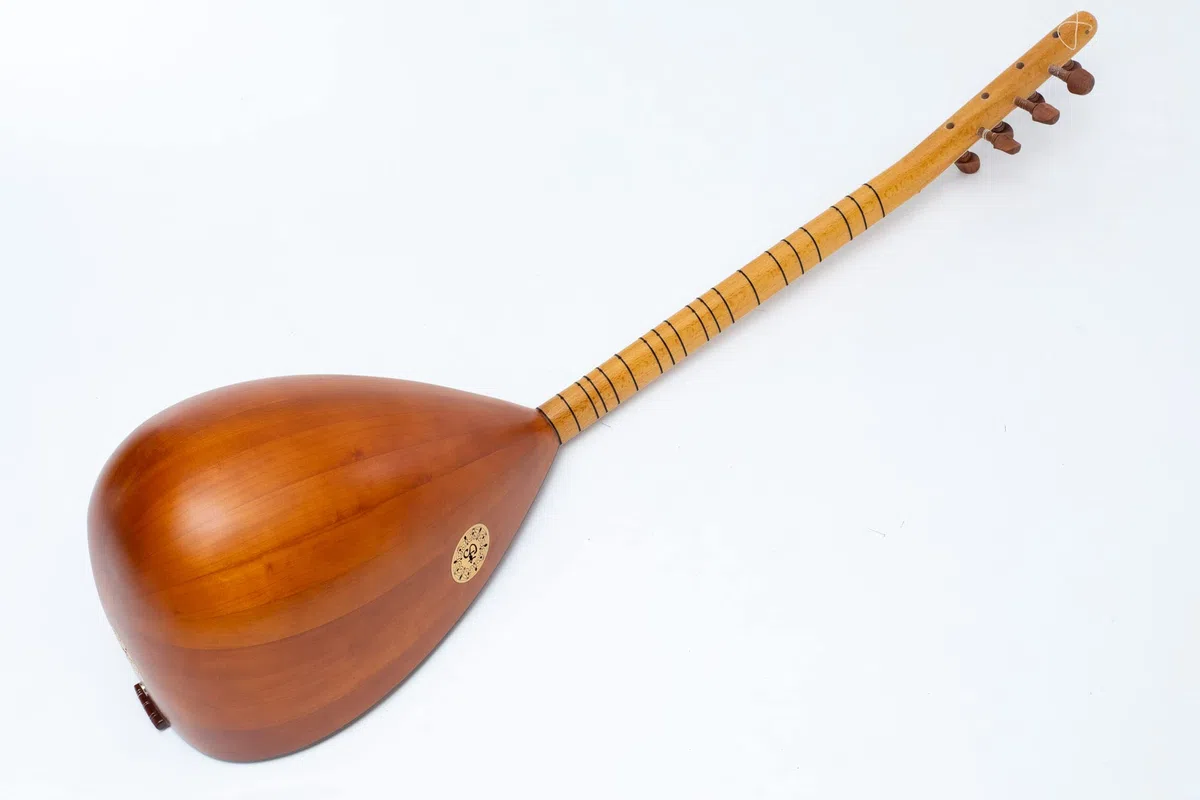 Baglama turc à col court Saz en bois de cerisier massif avec micro intégré