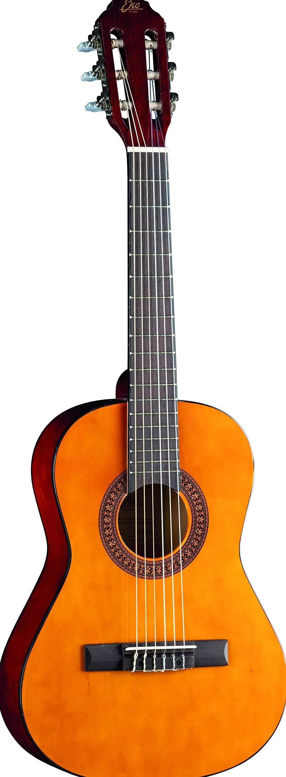 EKO GUITARS – CS-2 Natural, Guitare Classique de la Série Studio, Taille 1/2, Table en Tilleul Laminé, Éclisses et Fond en Tilleul Laminé, Manche et Touche en Bouleau, Housse Incluse, Couleur Natural