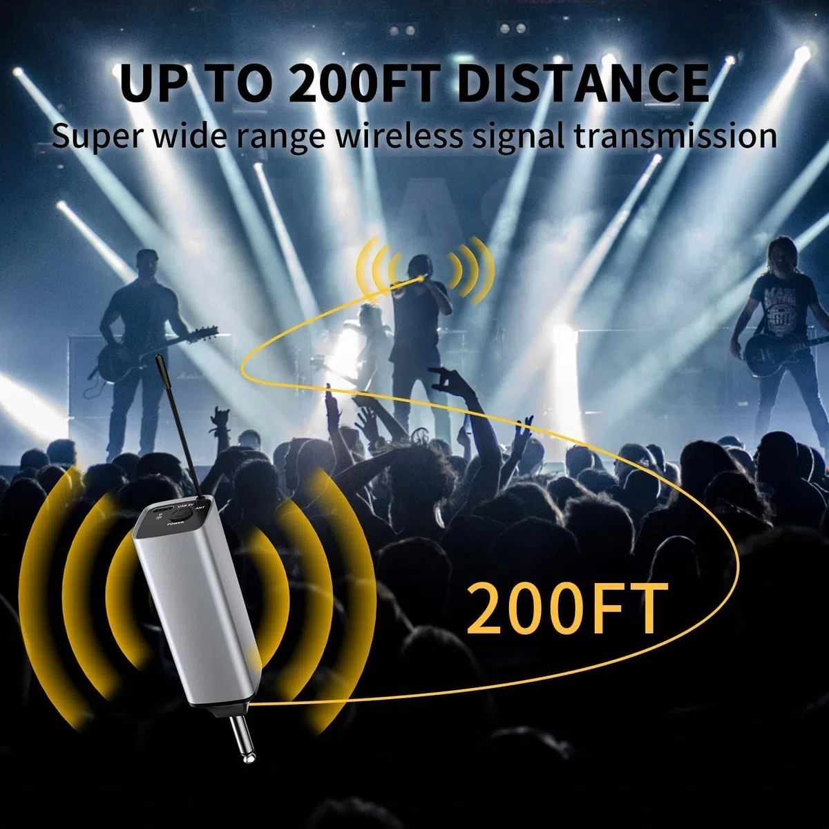 Microphone sans fil, système de microphone sans fil UHF avec deux microphones à main sans fil et récepteur rechargeable, portée de 200 m, pour systèmes de sonorisation, karaoké, DJ, chant, conférence