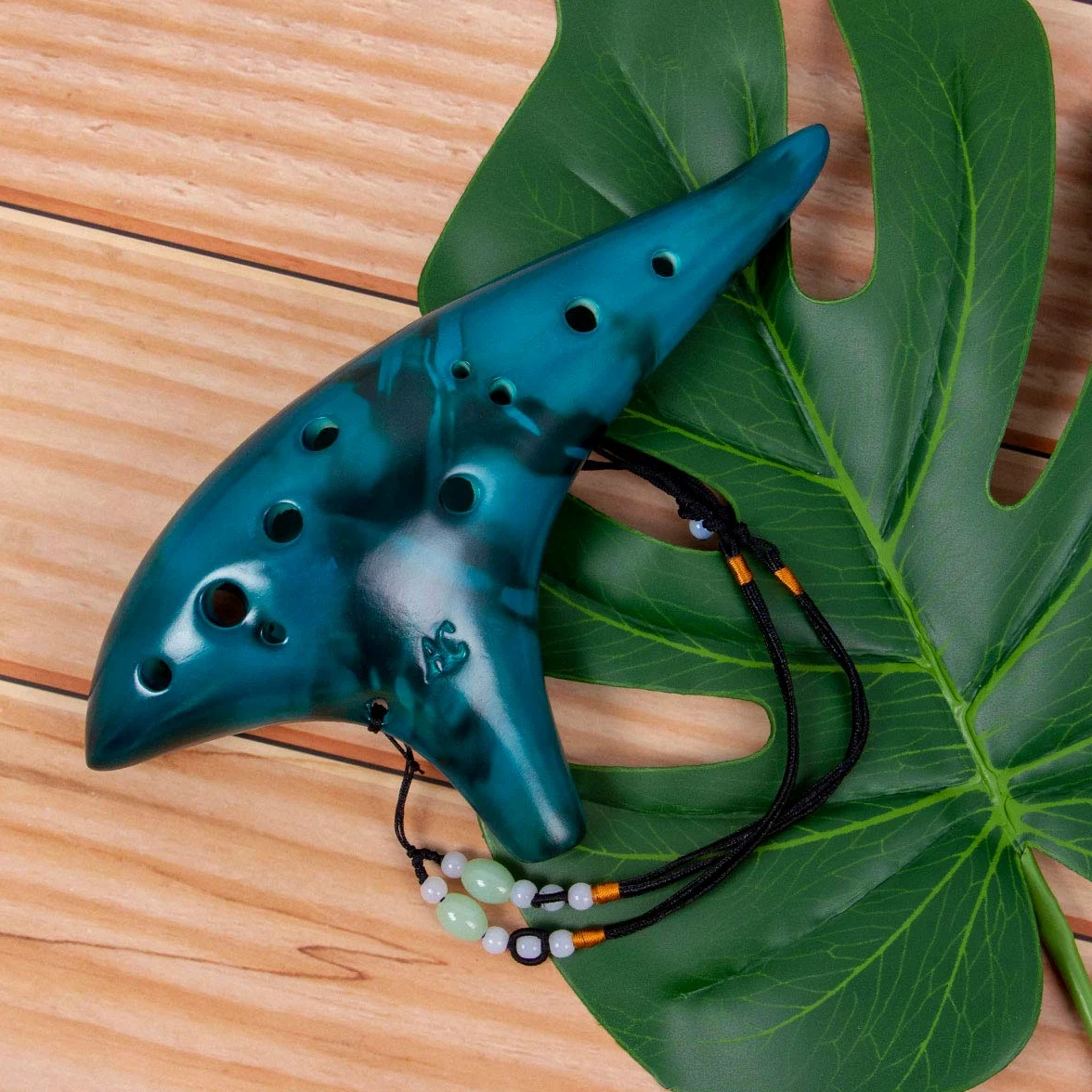 Ocarina Alto Do 12 tons avec cordon tour de cou pour livre de chansons (bleu)