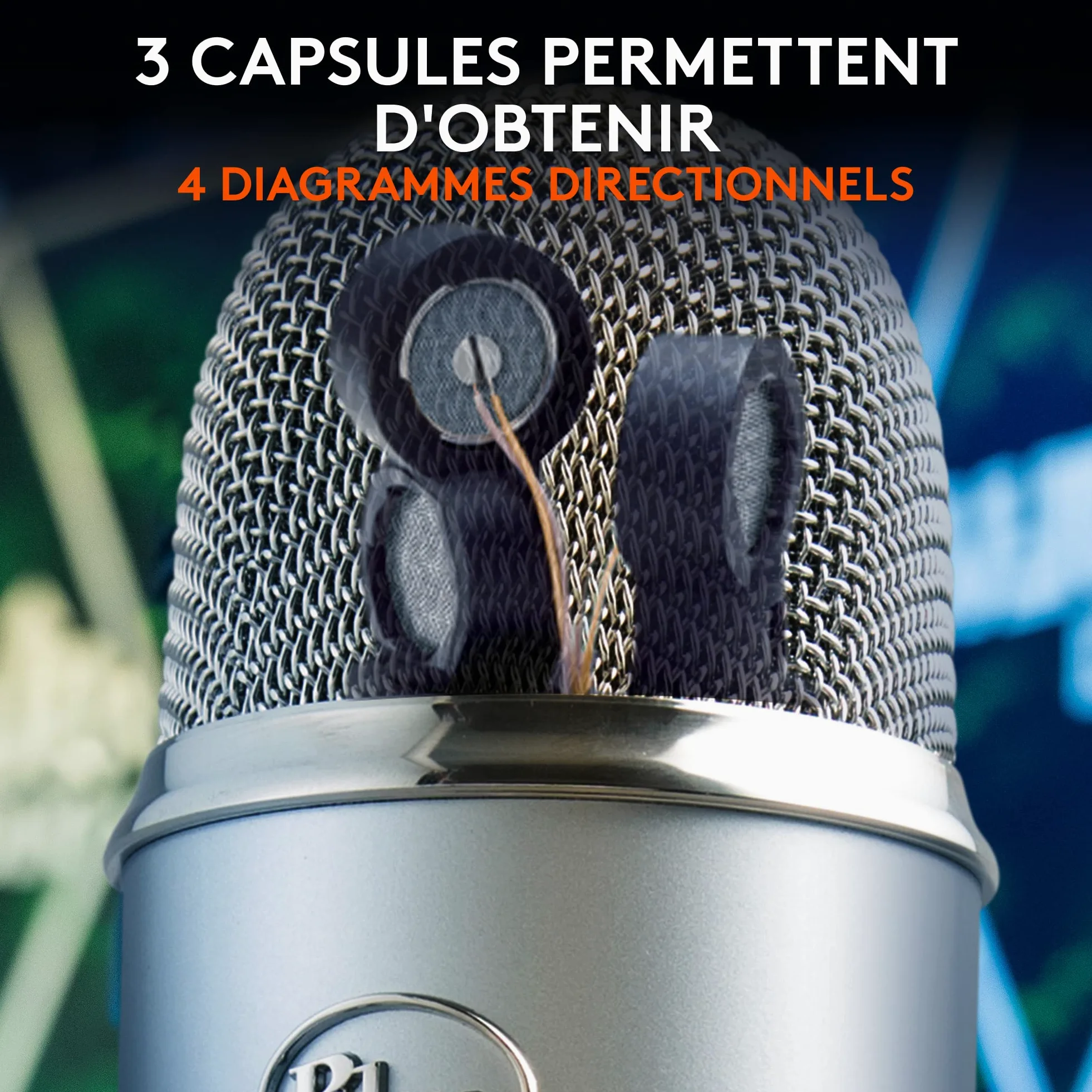 Blue Microphones Yeti, Micro USB pour Enregistrer, Streaming, Gaming, Podcast, Micro Gaming condensateur, Micro PC & Mac avec Effets Blue VO!CE, Support ajustable, Plug and Play - Argent