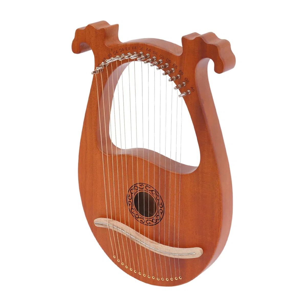 Harpe Lyra Harpe acajou - Pour débutants - Design européen - 16 cordes - Portable - Accordeur pratique - Pour cours de musique et familles - Sécurité - Dimensions : 26 x 3,3 x 39 cm
