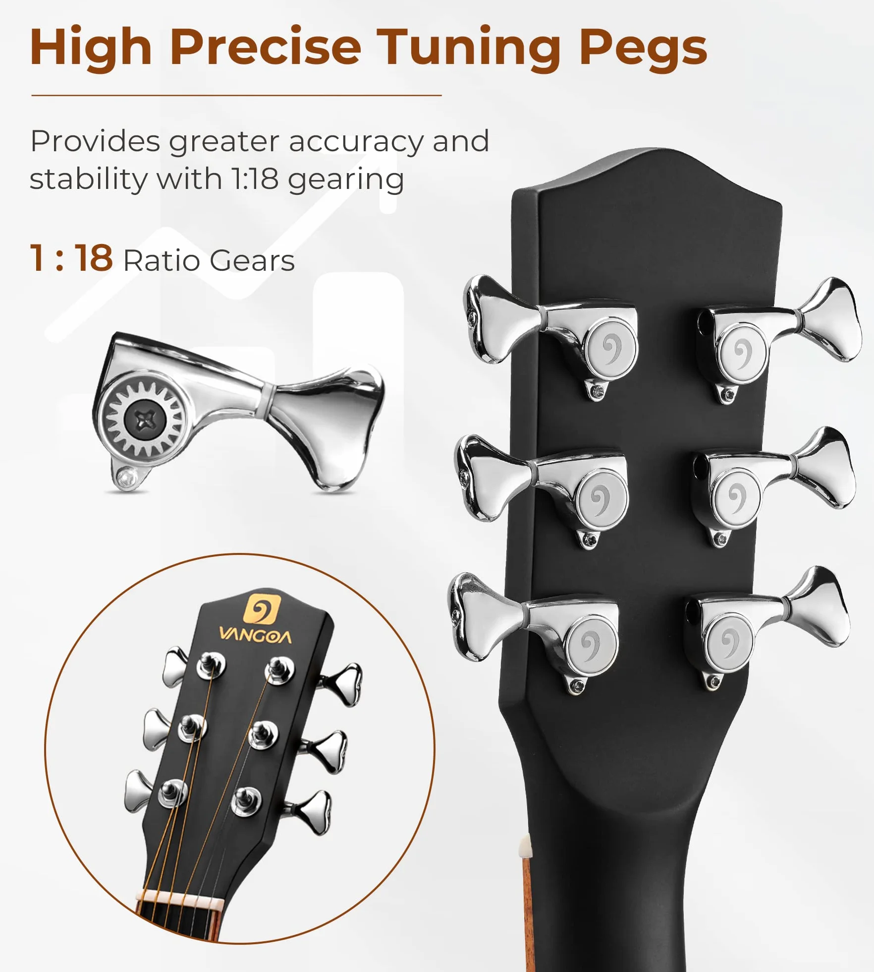 Vangoa 4/4 Guitare Acoustique Adulte Kit de Guitare Folk Country Cutaway Guitar 41 pouces pour Débutant Adulte Adolescent, Dreadnought, Noir