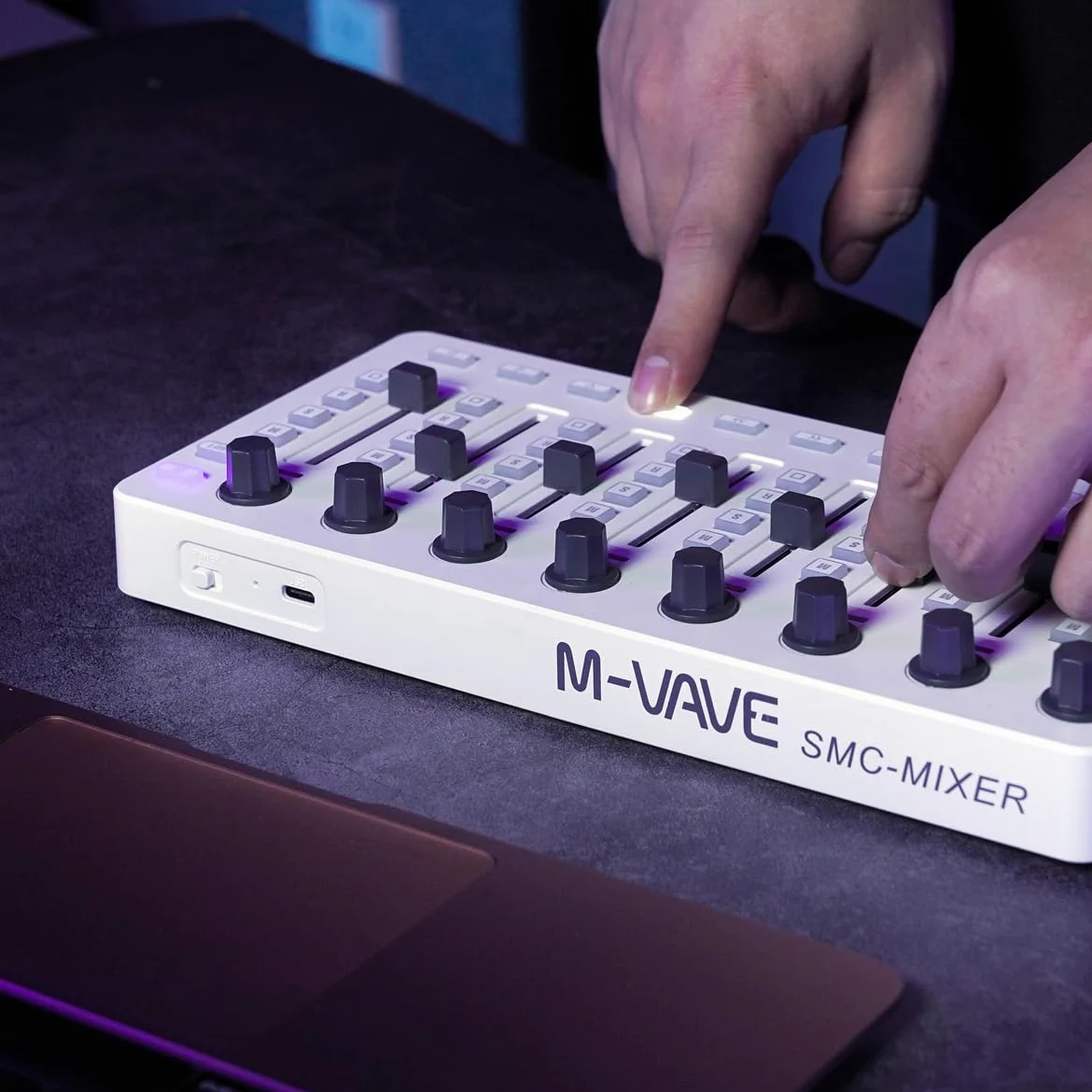 M-Vave SMC Mixer - Contrôleur/mixeur MIDI Bluetooth sans fil avec 8 encodeurs, alimenté par batterie et USB