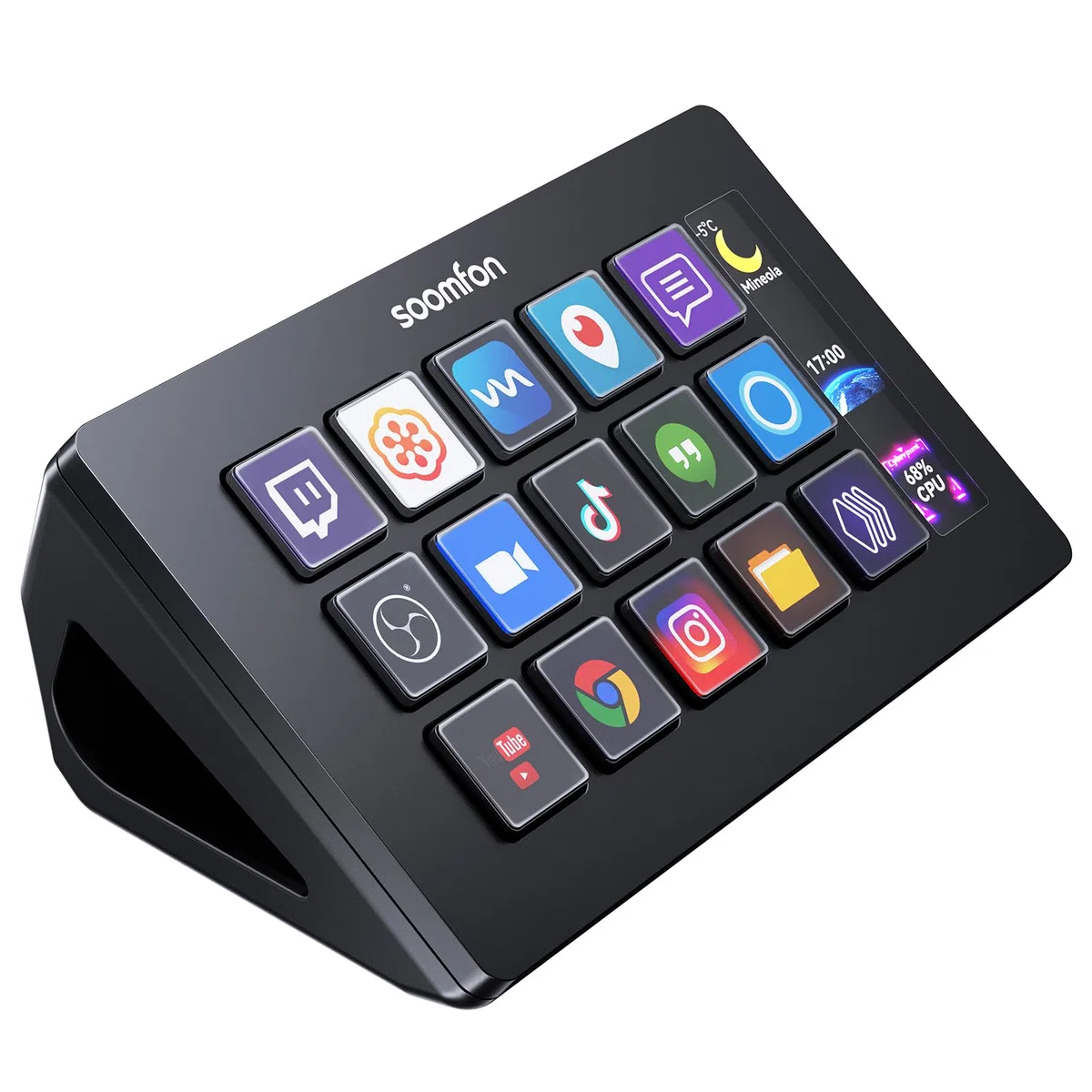 SOOMFON Control Deck Stream Contrôleur V2024 - Contrôleur Studio avec 15 Touches Macro, Déclenchement Actions Dans Apps et Logiciels Comme OBS, Twitch, ​YouTube, pour Live-Streaming & Editing