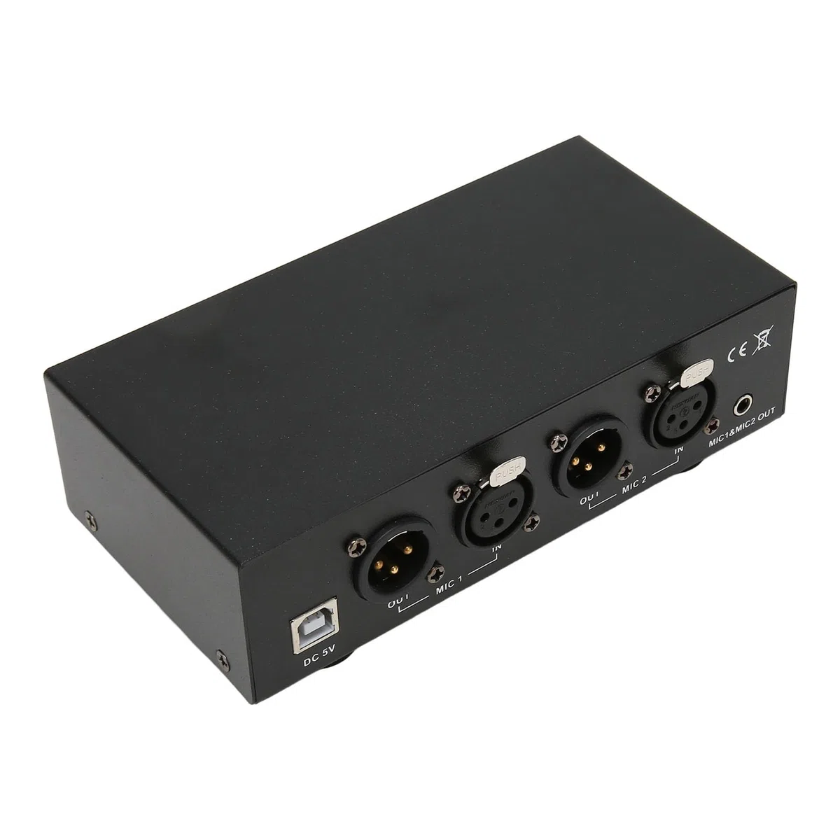 Fockety Alimentation Fantôme 2 Canaux 48 V, Alimentation Universelle pour Microphone avec Câble de Microphone XLR 3 Broches, Alimentation Fantôme Portable pour Microphone à Condensateur
