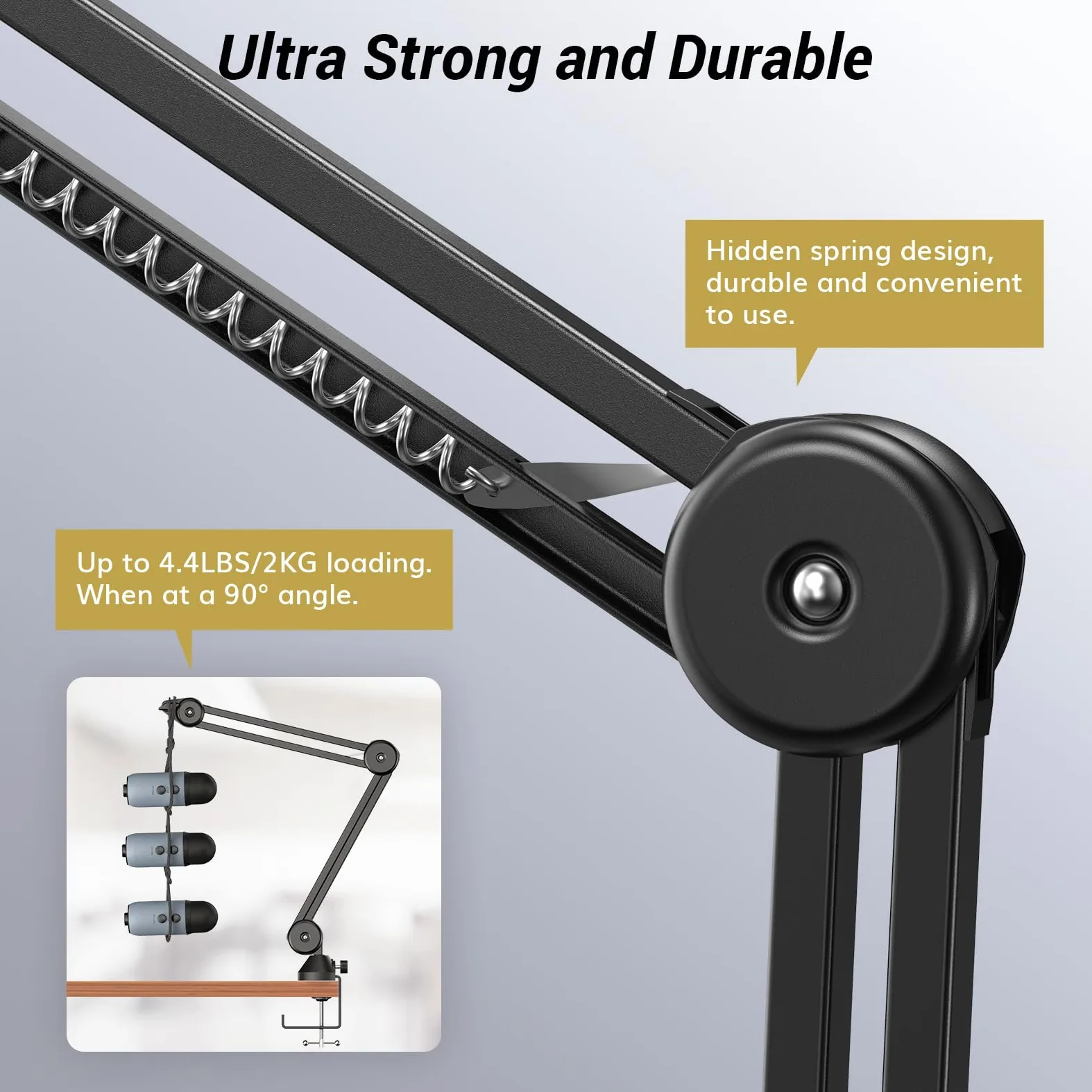 TONOR Micro Boom Arm, Bras de Perche avec élévateur pour Razer, Entièrement Réglable, Parfait pour les Podcasts, le Streaming, les Jeux, le Bureau à Domicile, 40 cm +40 cm, T40