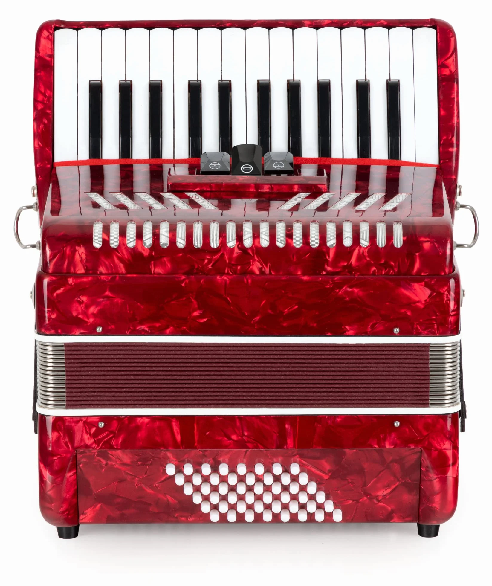 Accordéon Classic Cantabile 48 Basses "Secondo V" - Accordéon à touches - 2 voix - 26 touches aiguës - avec sangles & housse sac à dos - Rouge