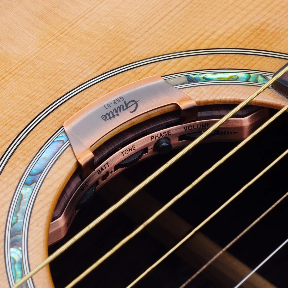 Micro de guitare acoustique - Double mode de micro piézo + micro - Prend en charge le volume et le réglage de la tonalité - Fonction de phase - Installation facile pour guitares folk classiques